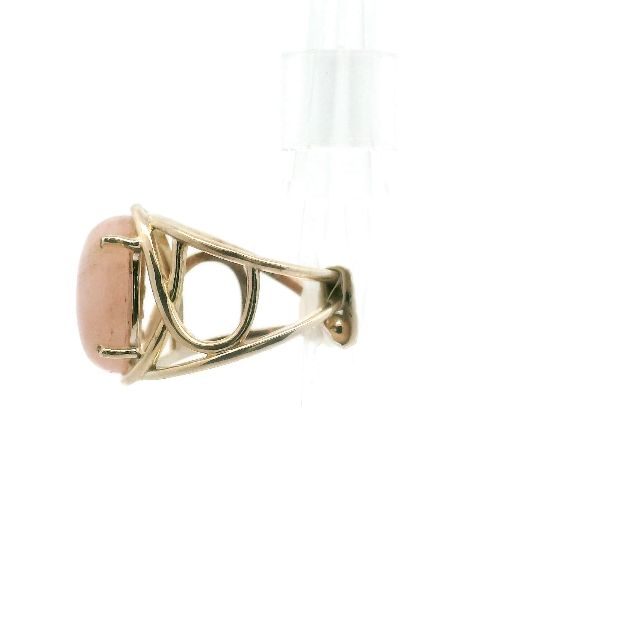 Morganite Cab Cuff Ring .925 Silver for Abundance of Joy and Love