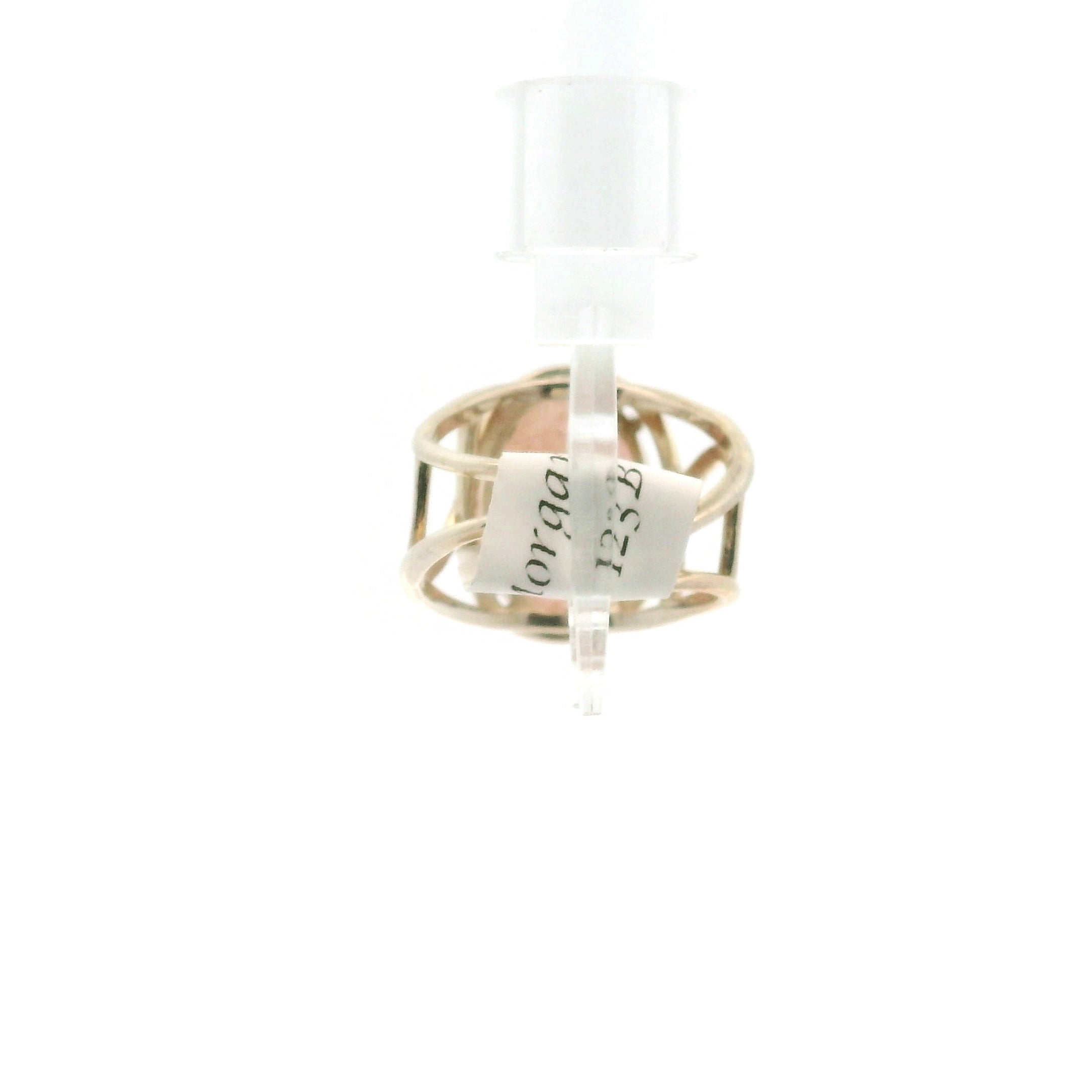 Morganite Cab Cuff Ring .925 Silver for Abundance of Joy and Love