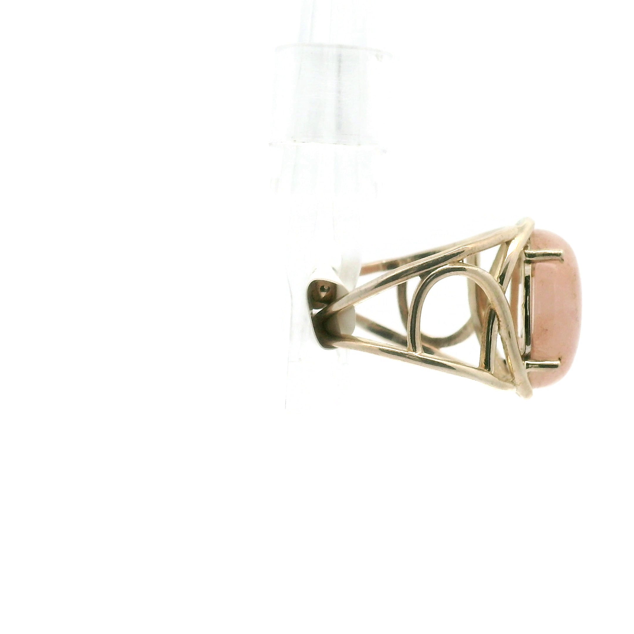 Morganite Cab Cuff Ring .925 Silver for Abundance of Joy and Love