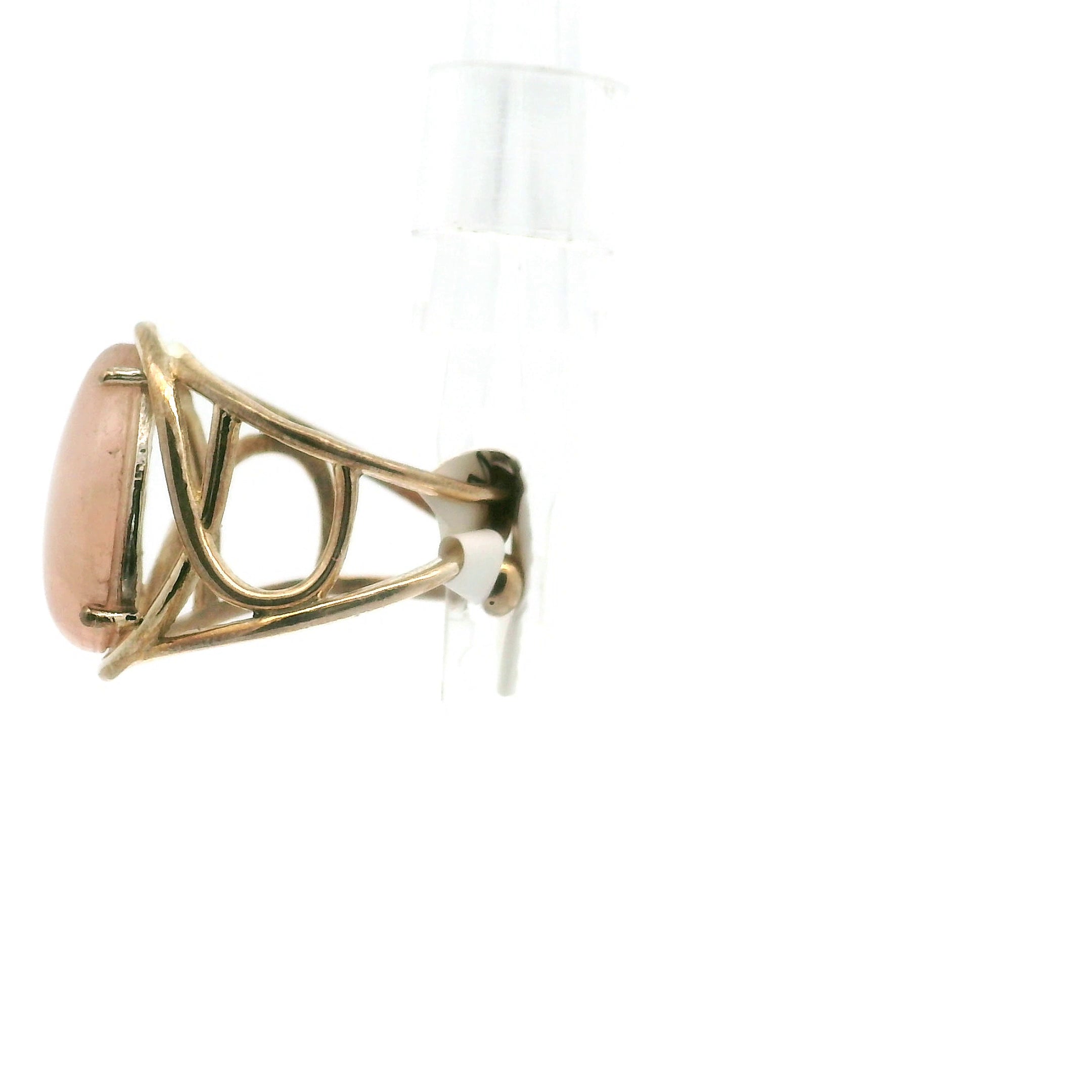 Morganite Cab Cuff Ring .925 Silver for Abundance of Joy and Love