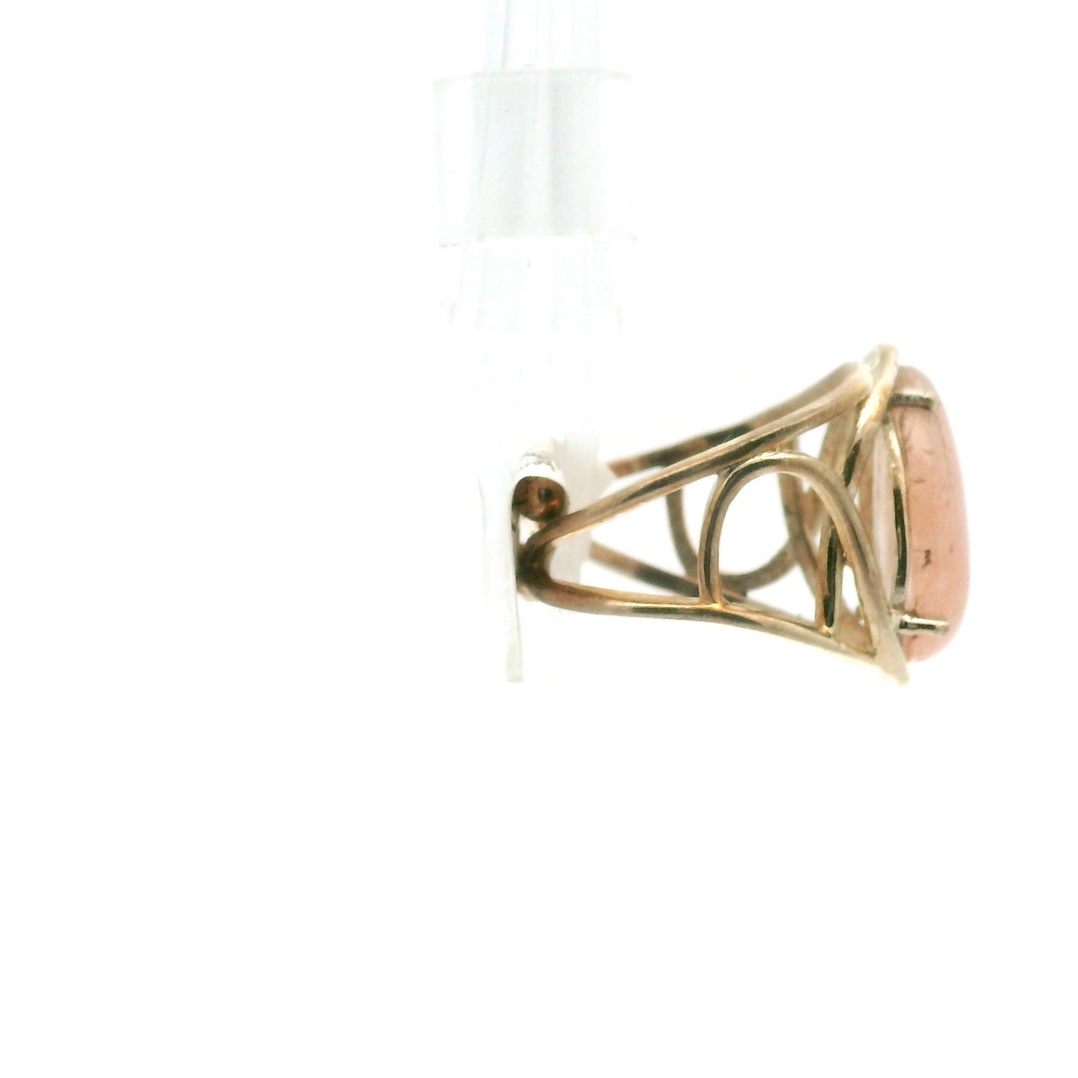 Morganite Cab Cuff Ring .925 Silver for Abundance of Joy and Love