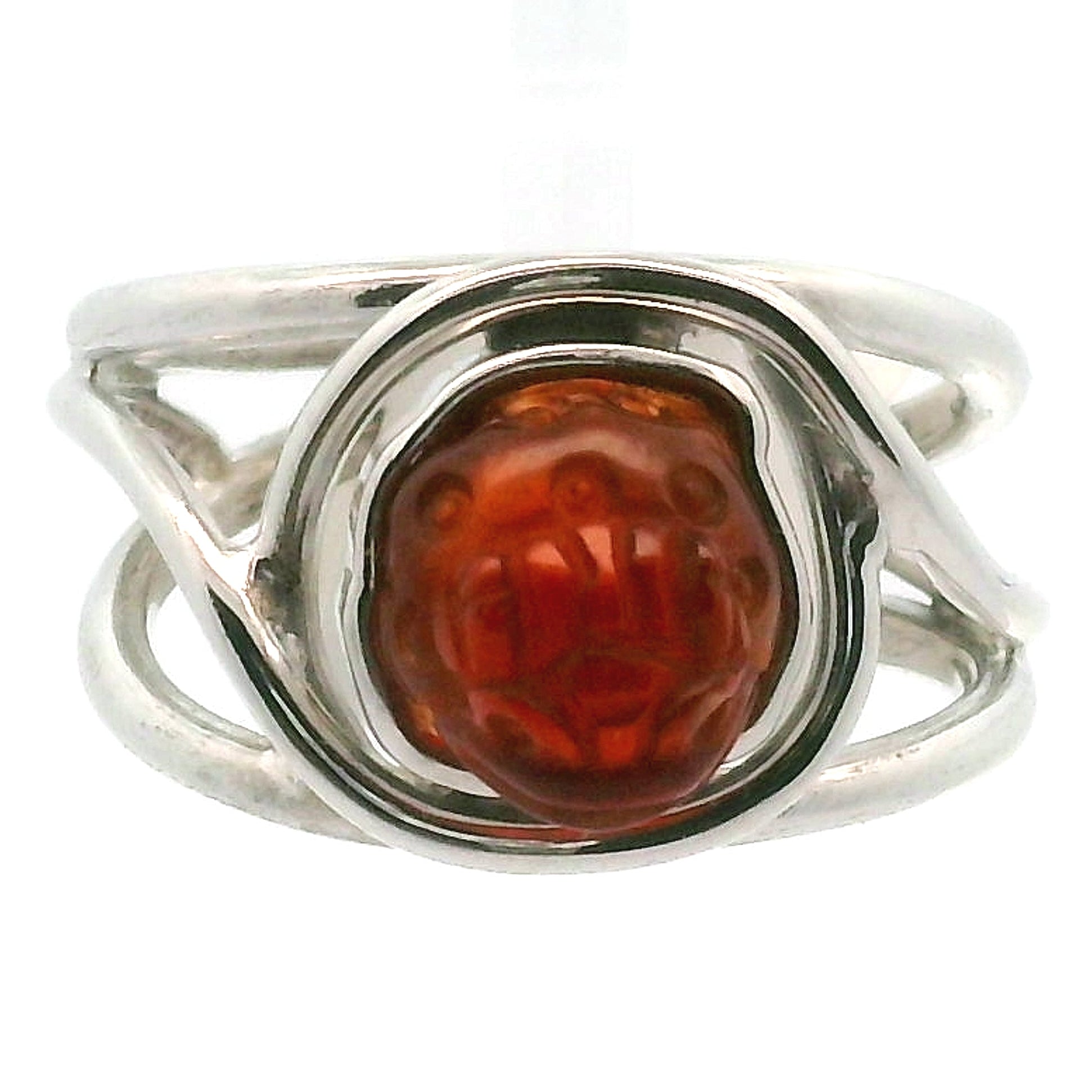 Hessonite Garnet Money Toad Cuff Ring in .925 Silver for Manifesting Love and Success in your Career, Protection and Wealth