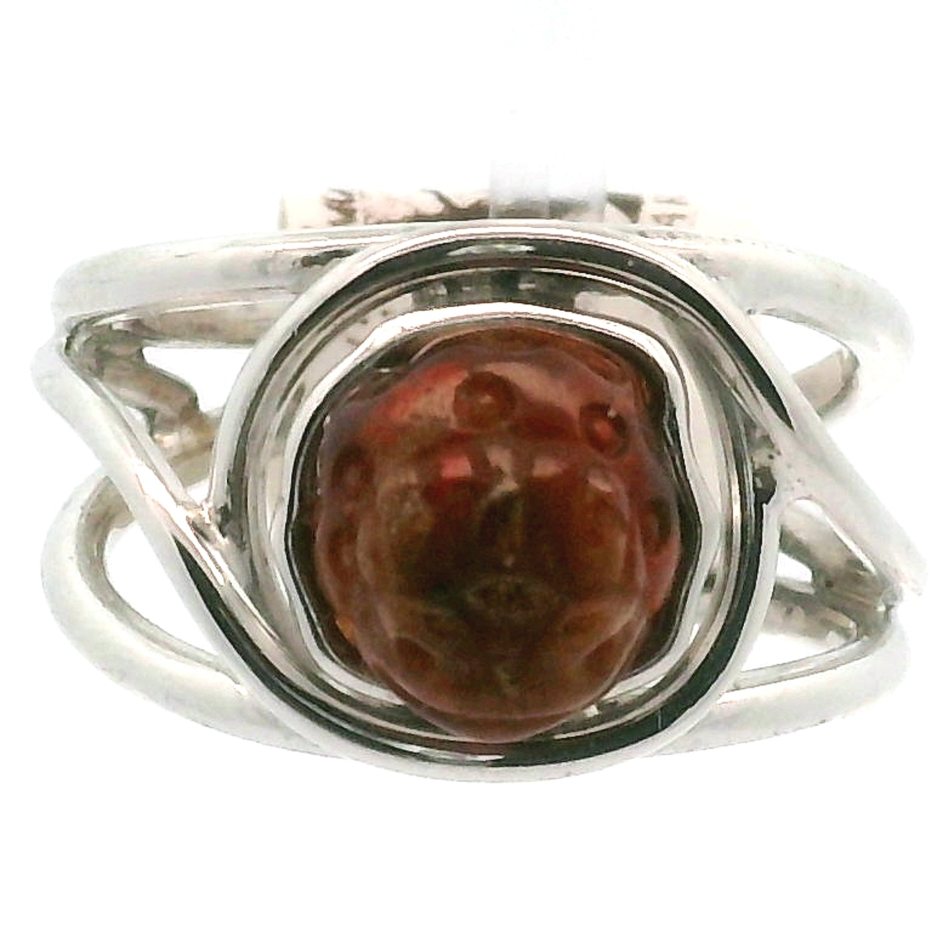 Hessonite Garnet Money Toad Cuff Ring in .925 Silver for Manifesting Love and Success in your Career, Protection and Wealth
