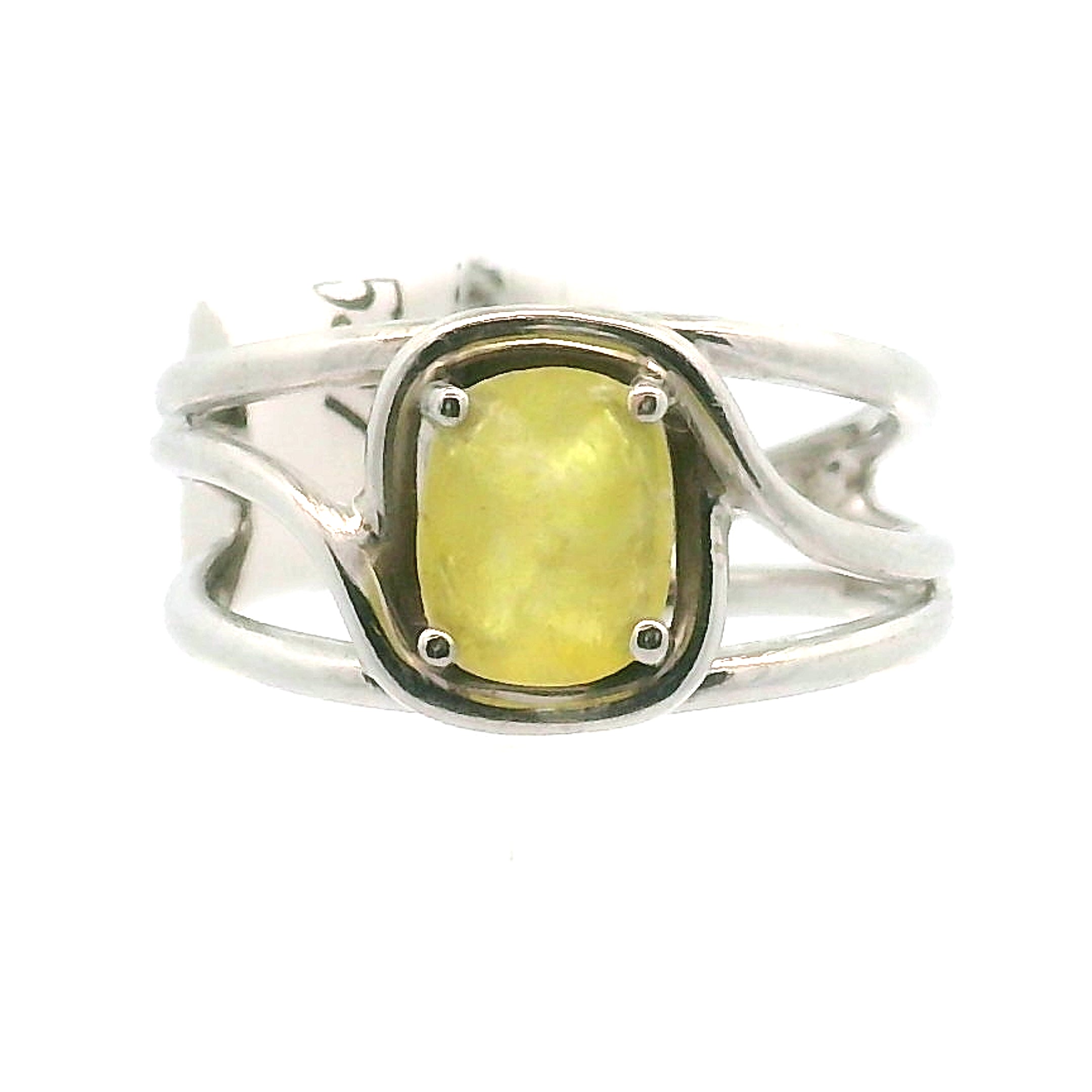 Brucite Cuff Ring .925 Silver for Promoting Personal Power & Connection with Higher Self
