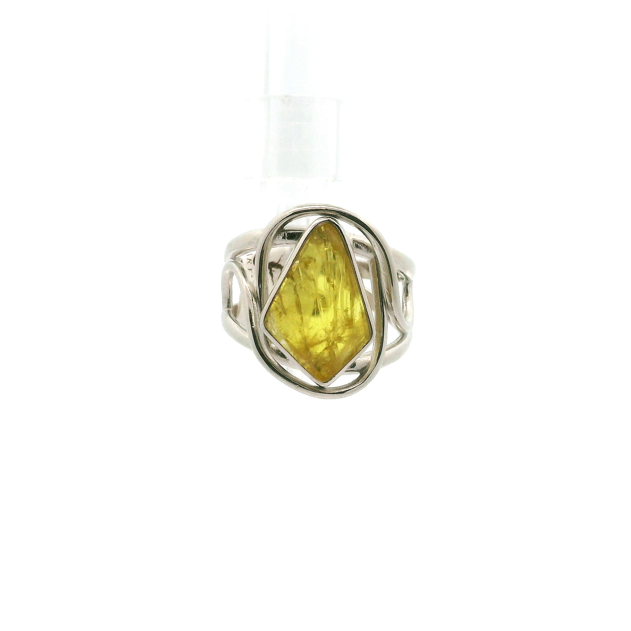Yellow Tourmaline Cuff Ring.925 Silver for Awareness, Communication and Meditation