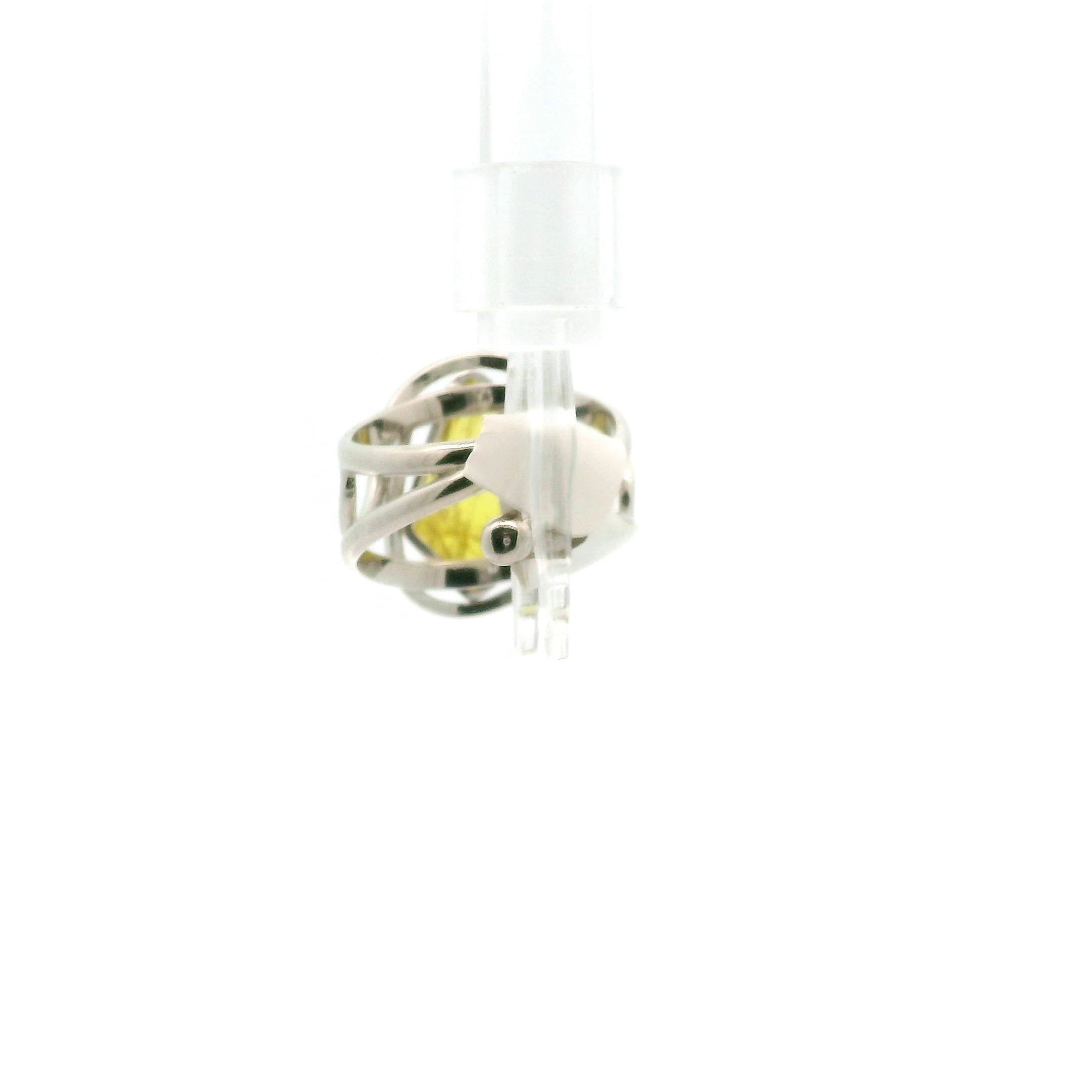 Yellow Tourmaline Cuff Ring.925 Silver for Awareness, Communication and Meditation