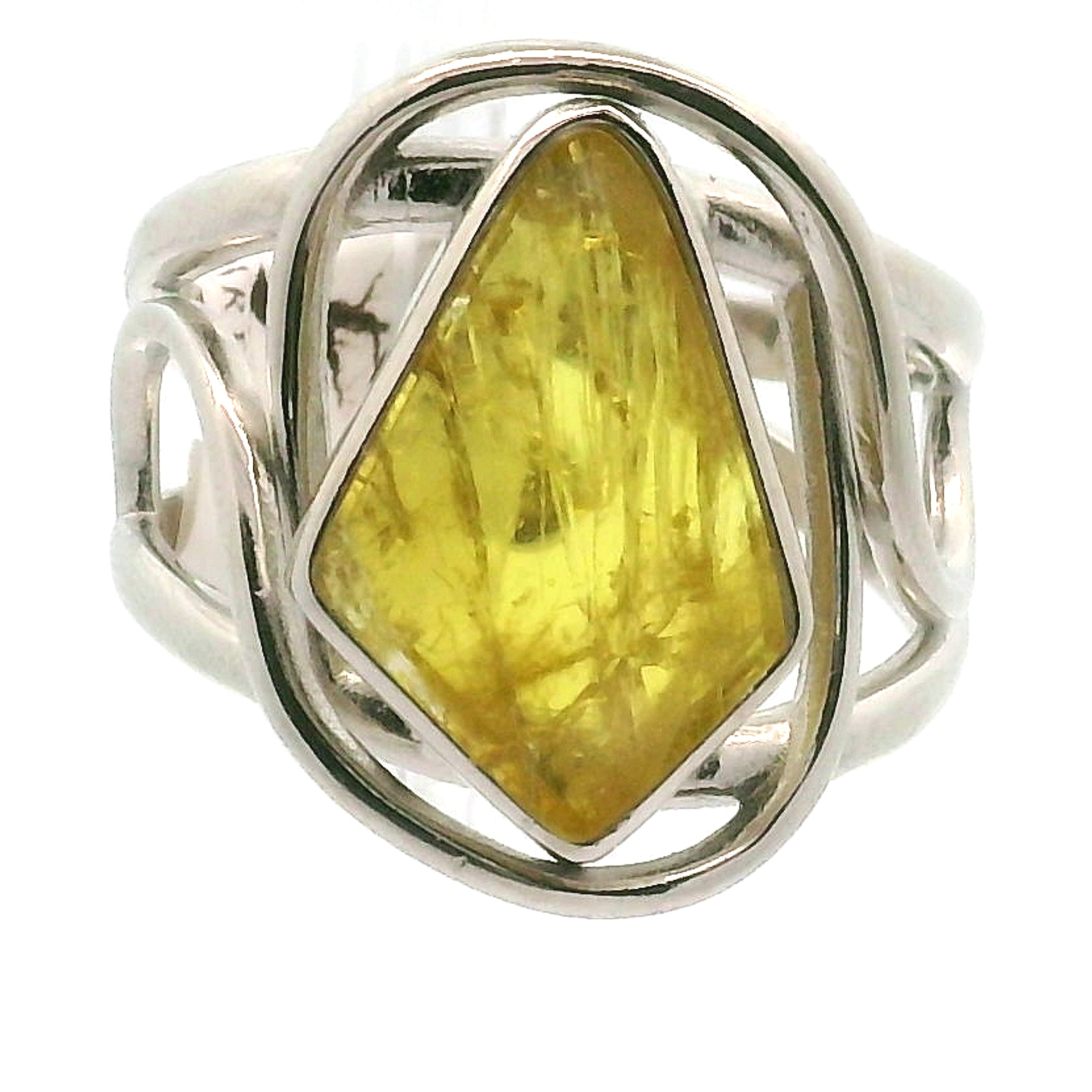Yellow Tourmaline Cuff Ring.925 Silver for Awareness, Communication and Meditation