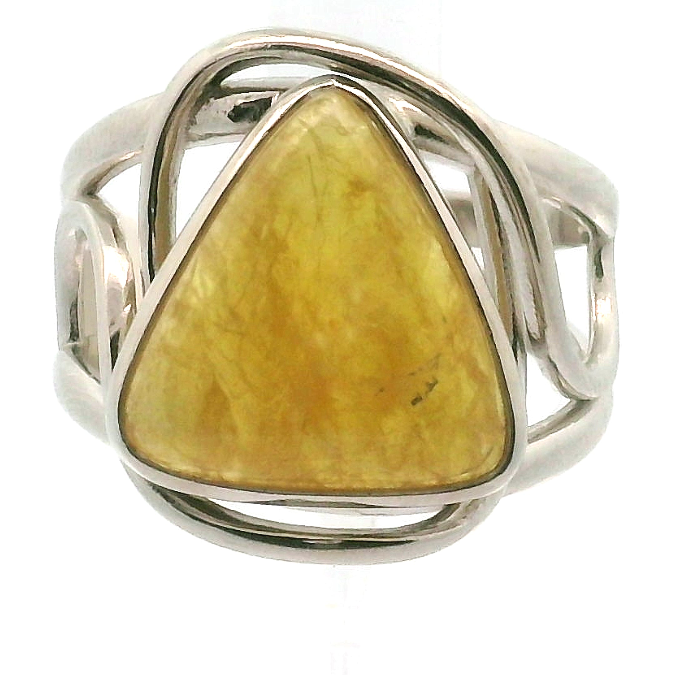 Yellow Tourmaline Cuff Ring.925 Silver for Awareness, Communication and Meditation