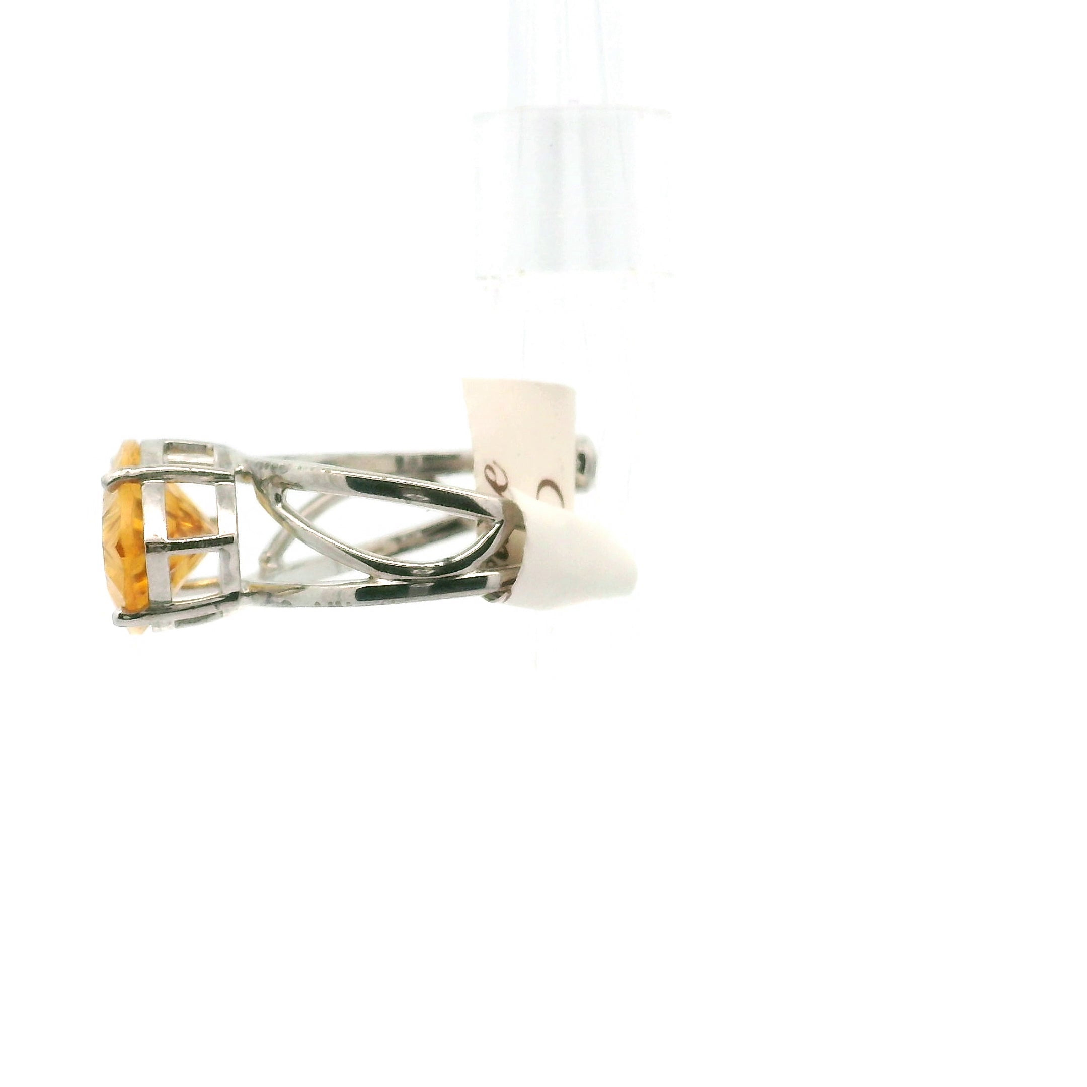 Citrine Eye Adjustable Cuff Ring .925 Silver for Abundance, Good Luck and Positivity