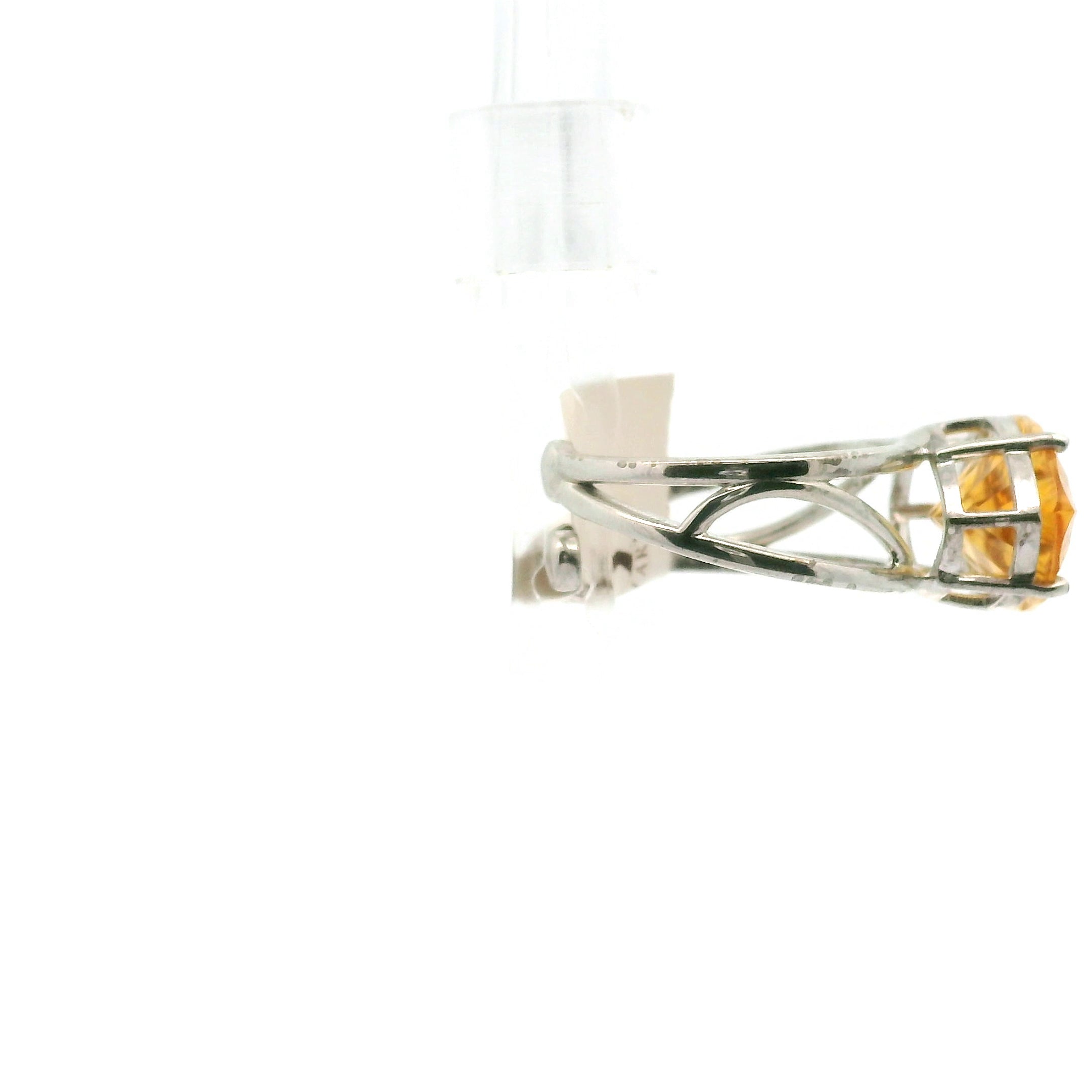 Citrine Eye Adjustable Cuff Ring .925 Silver for Abundance, Good Luck and Positivity