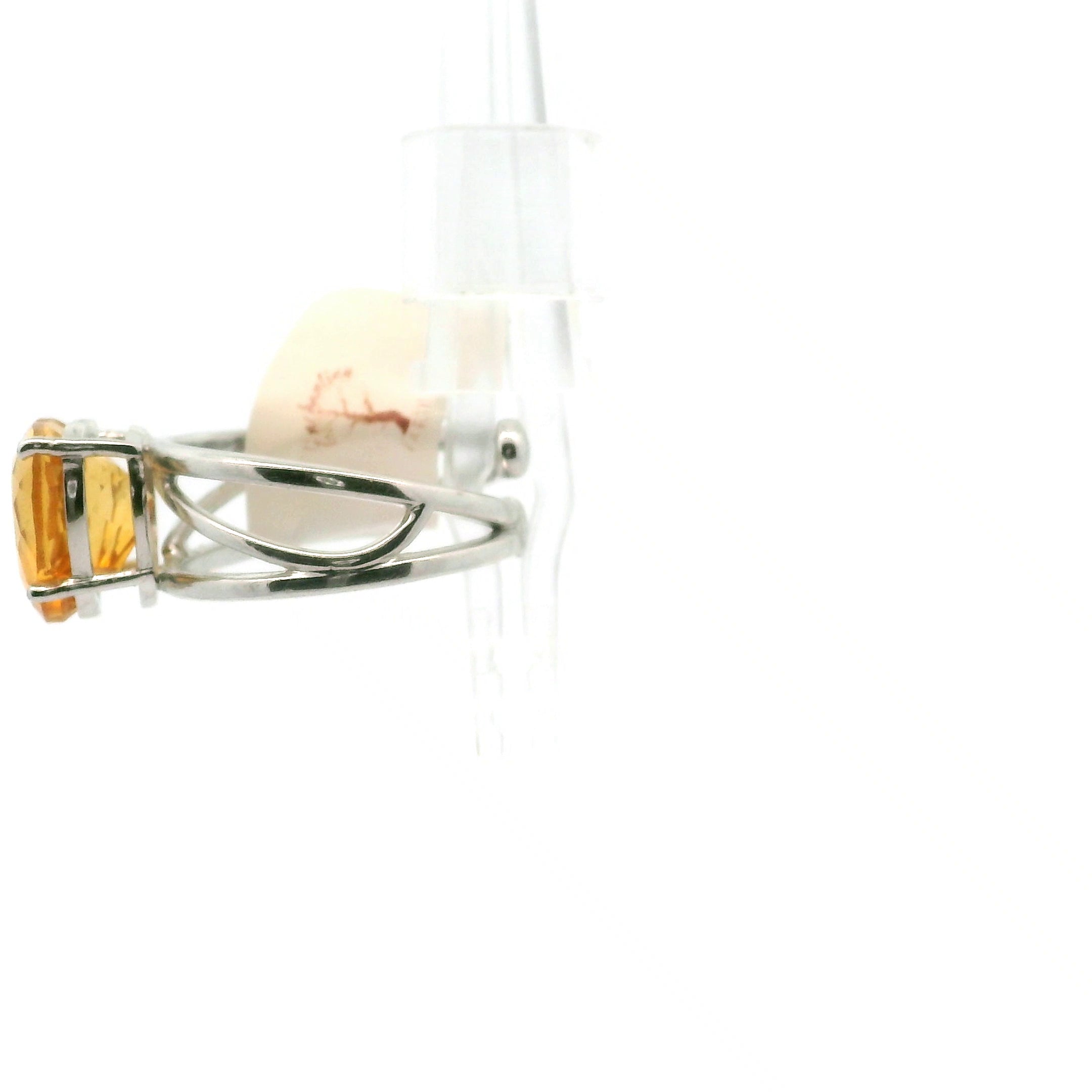 Citrine Heart Adjustable Cuff Ring .925 Silver for Abundance, Good Luck and Positivity