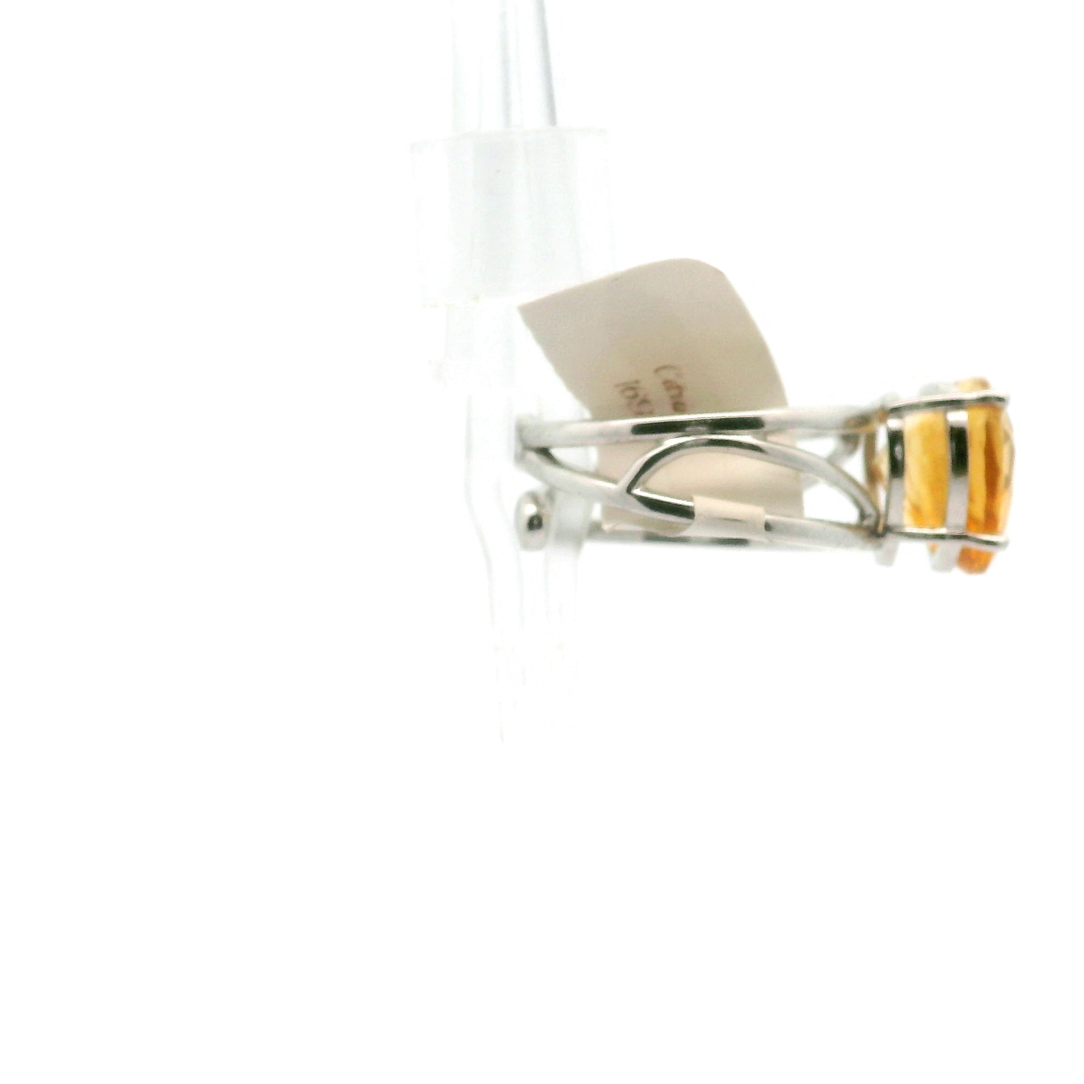 Citrine Heart Adjustable Cuff Ring .925 Silver for Abundance, Good Luck and Positivity