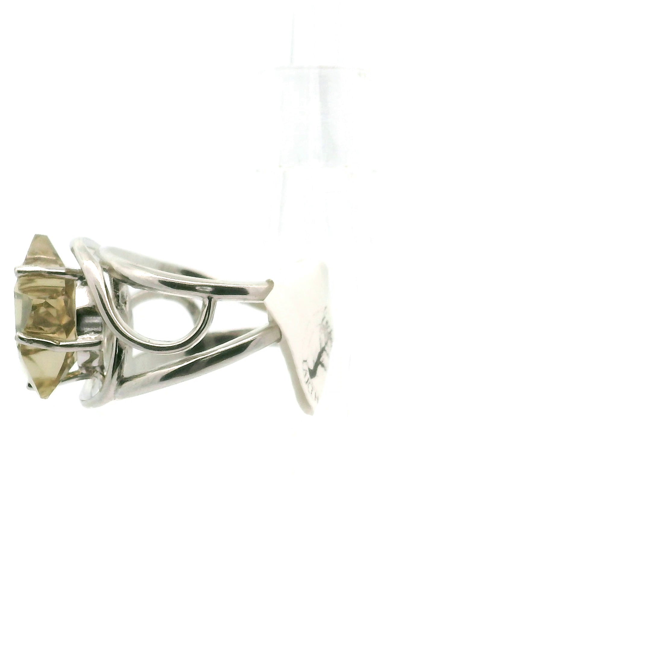 Smoky Citrine Star Adjustable Cuff Ring .925 Silver for Protection and Transformation