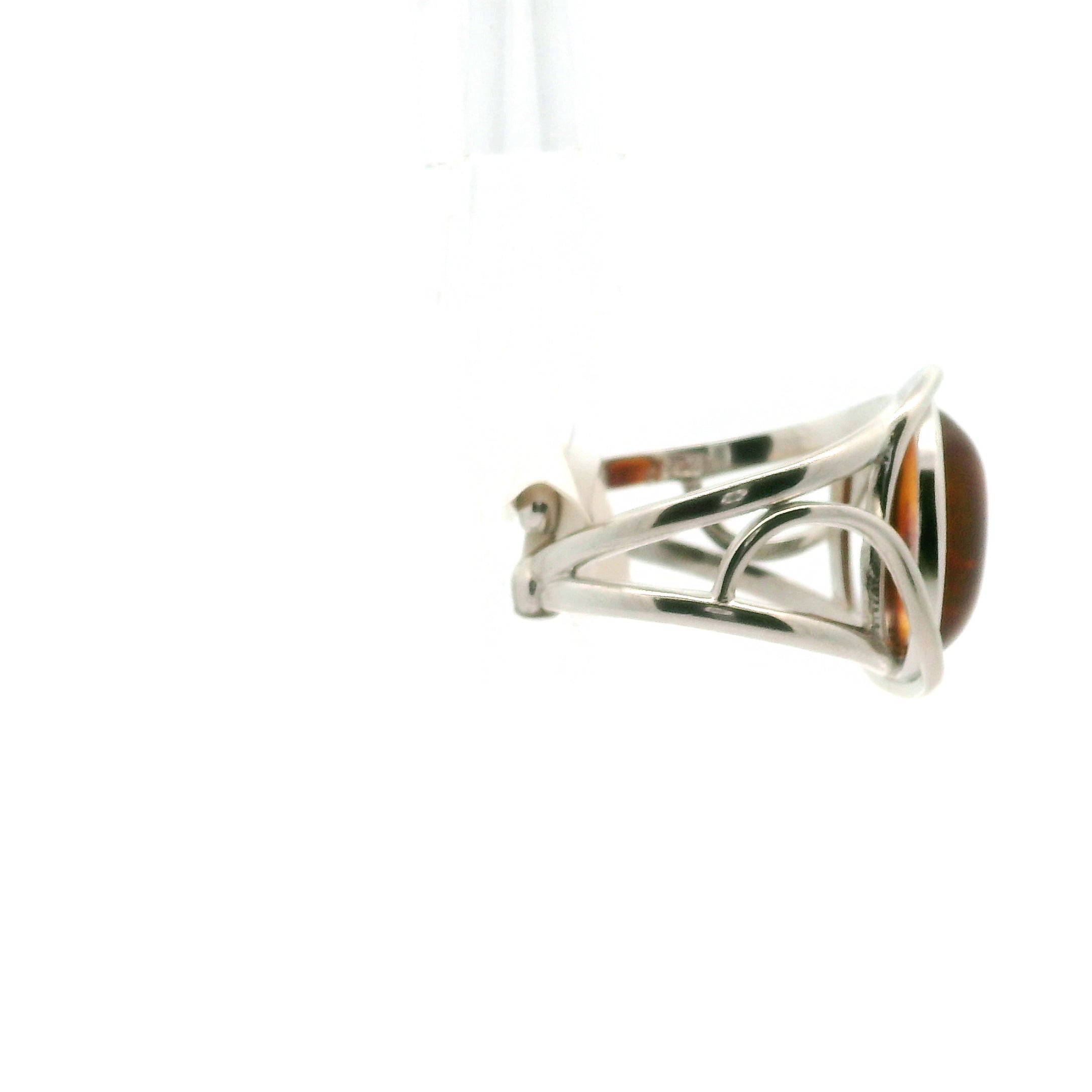 Amber Adjustable Cuff Ring .925 Silver for Healing, Joy and Purification