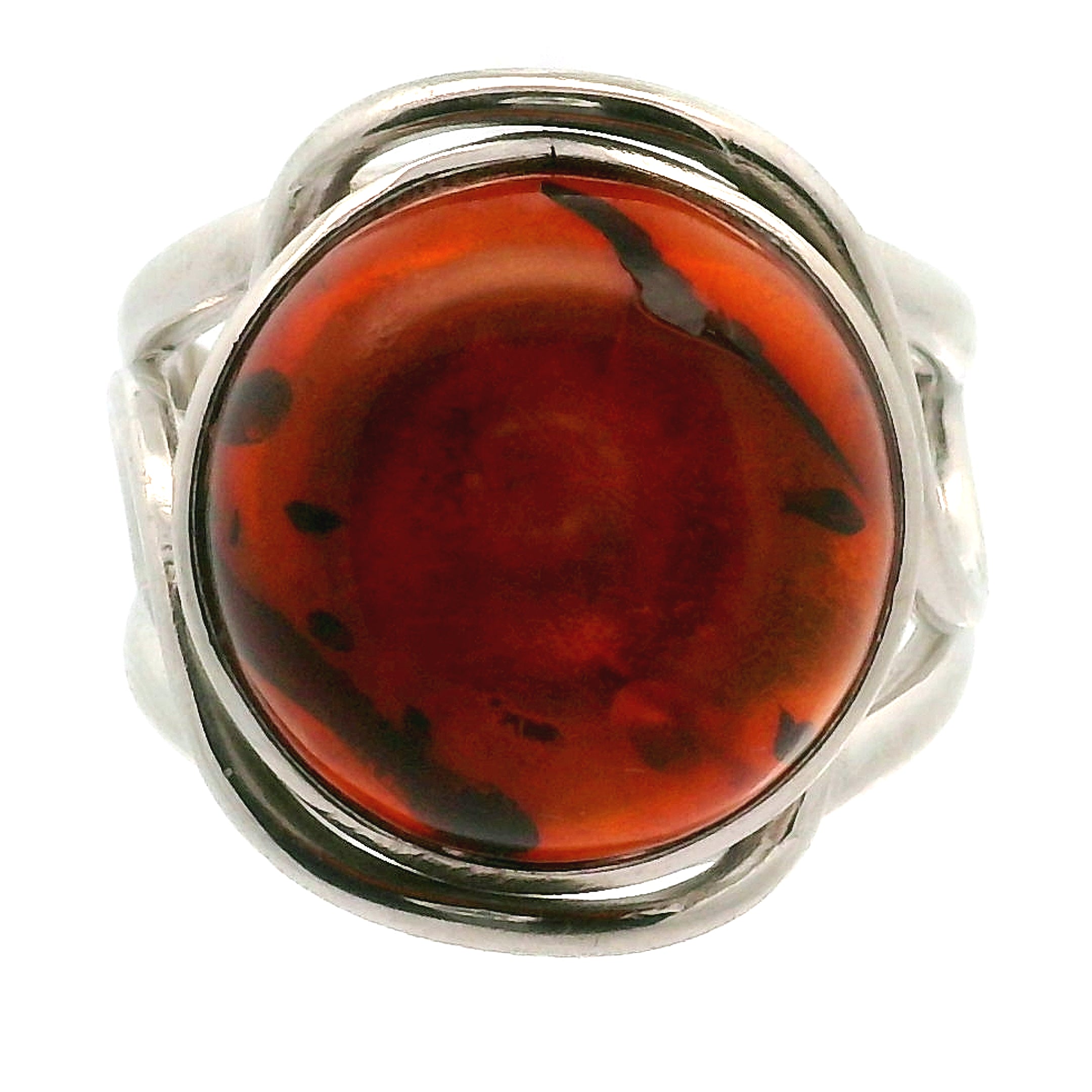 Amber Adjustable Cuff Ring .925 Silver for Healing, Joy and Purification