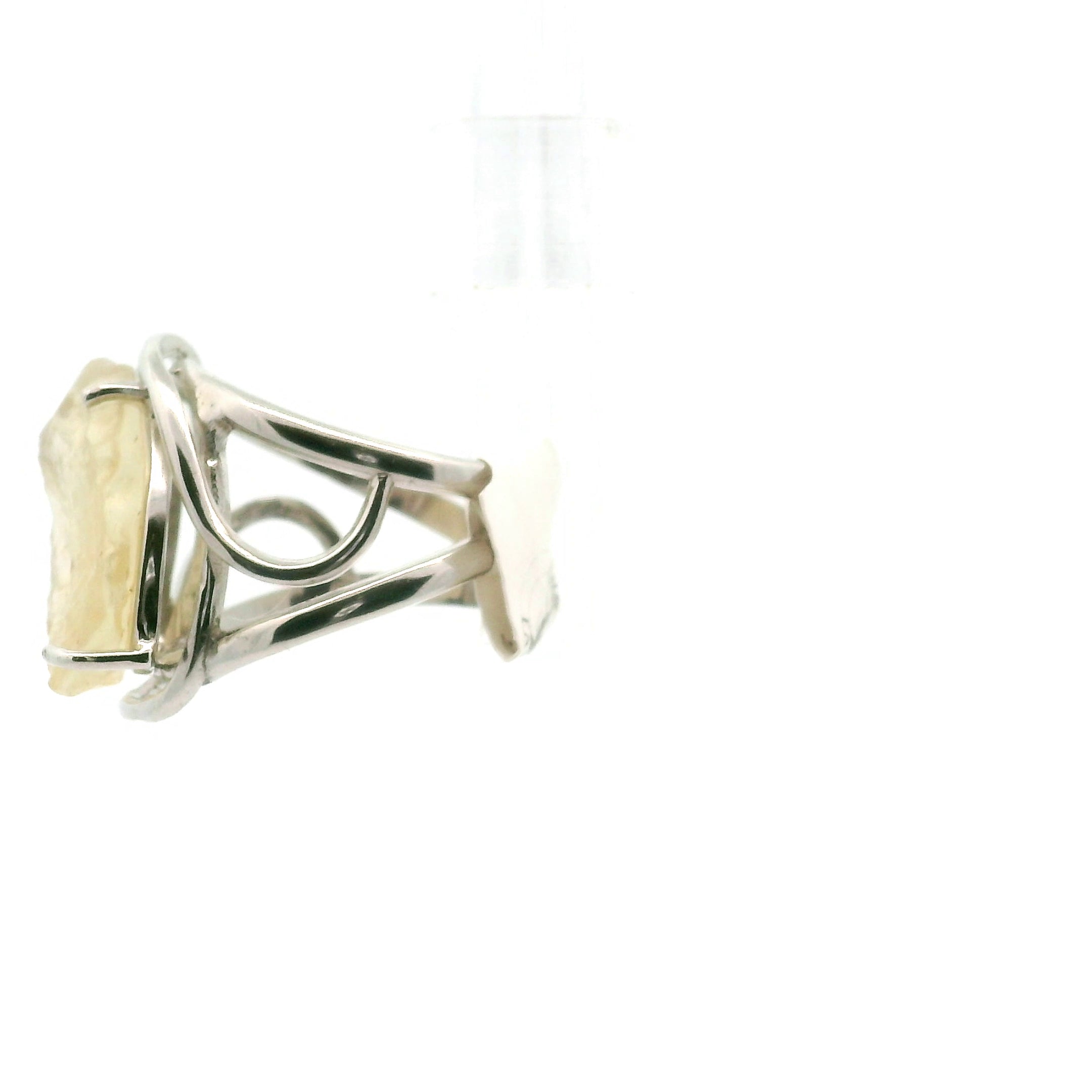 Libyan Desert Glass Cuff Ring .925 Silver for Confidence, Manifestation and Personal Power