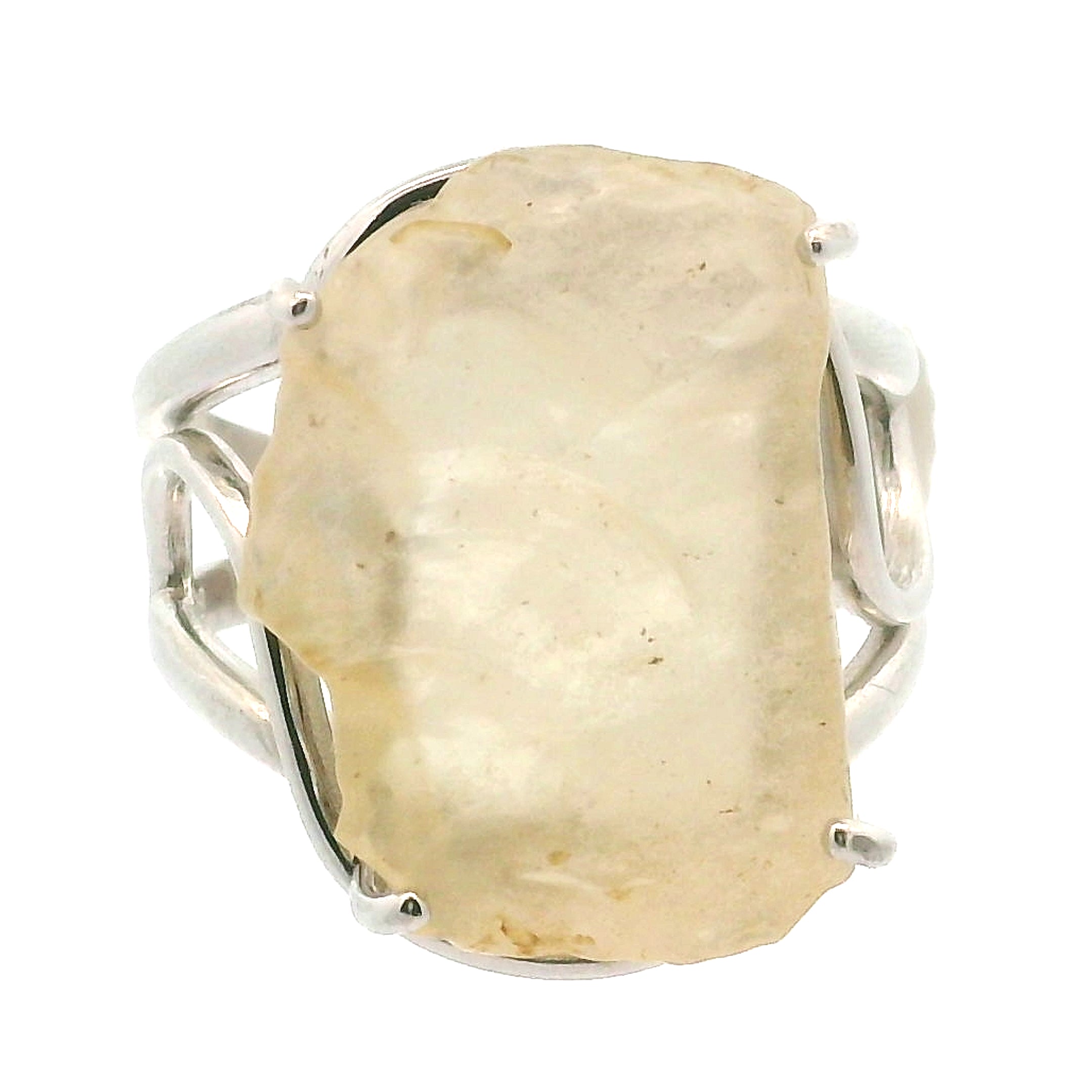 Libyan Desert Glass Cuff Ring .925 Silver for Confidence, Manifestation and Personal Power