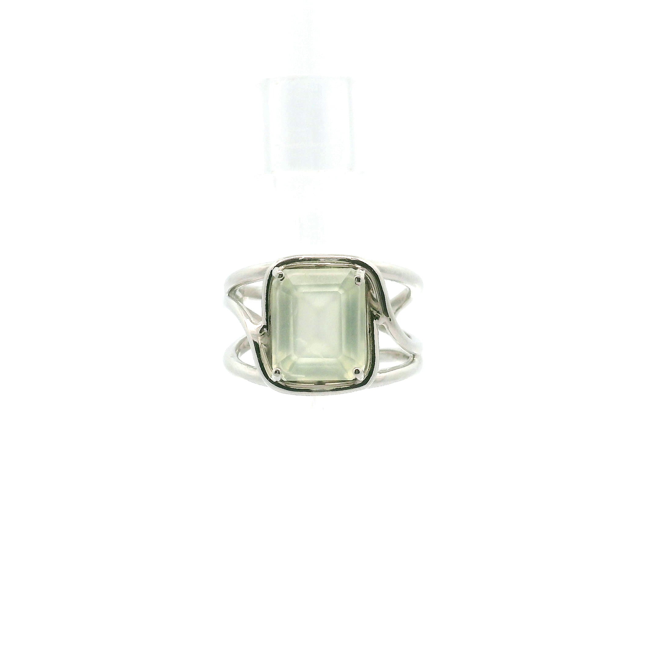 Australian Prehnite Midi Cuff Ring .925 Silver for Heart Healing and Rejuvenation