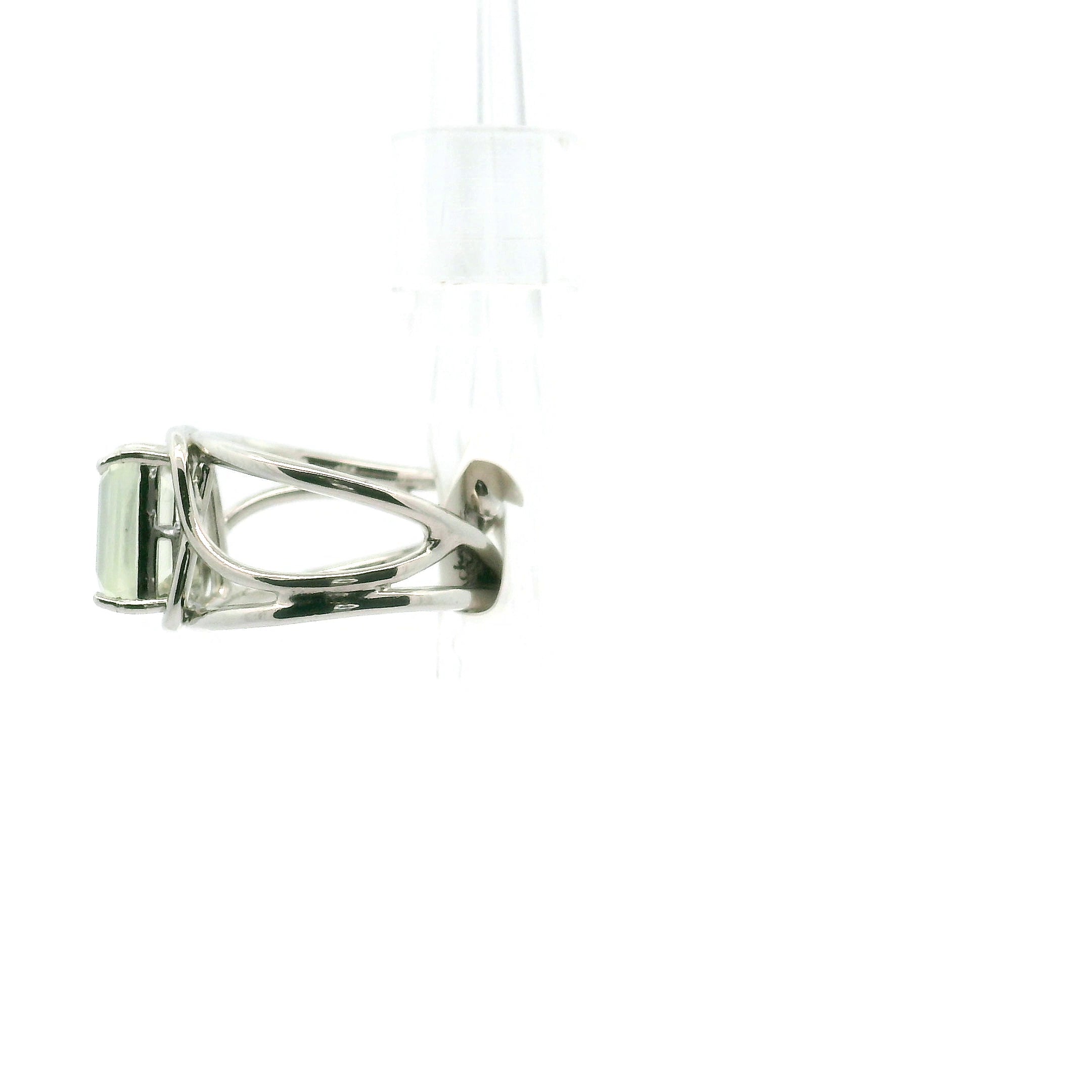 Australian Prehnite Midi Cuff Ring .925 Silver for Heart Healing and Rejuvenation