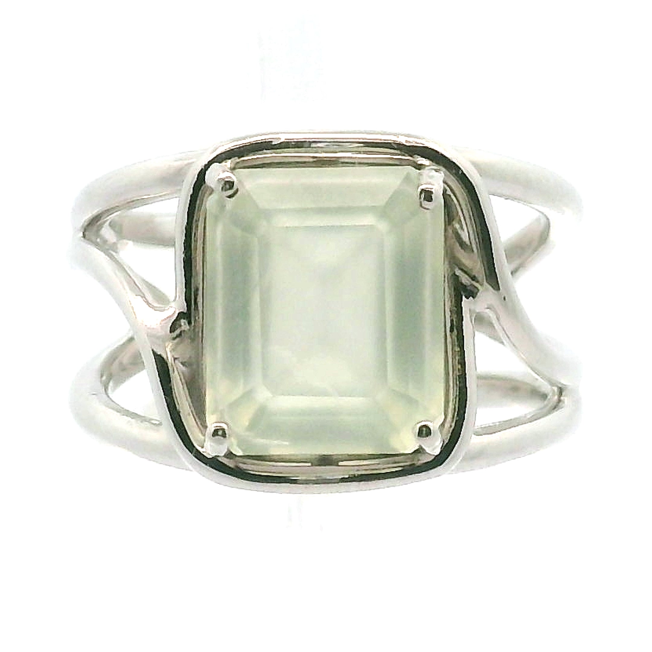 Australian Prehnite Midi Cuff Ring .925 Silver for Heart Healing and Rejuvenation