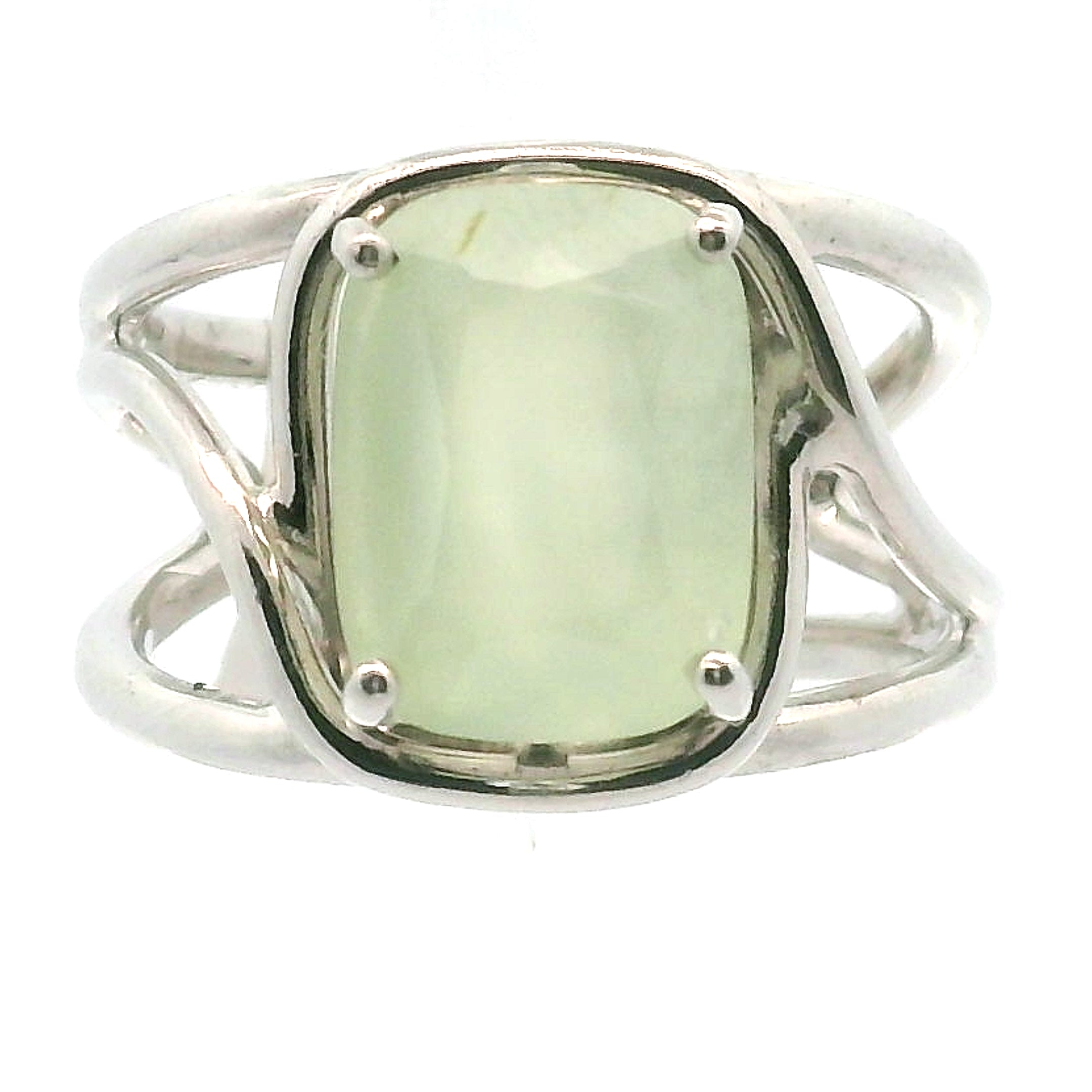 Australian Prehnite Midi Cuff Ring .925 Silver for Heart Healing and Rejuvenation