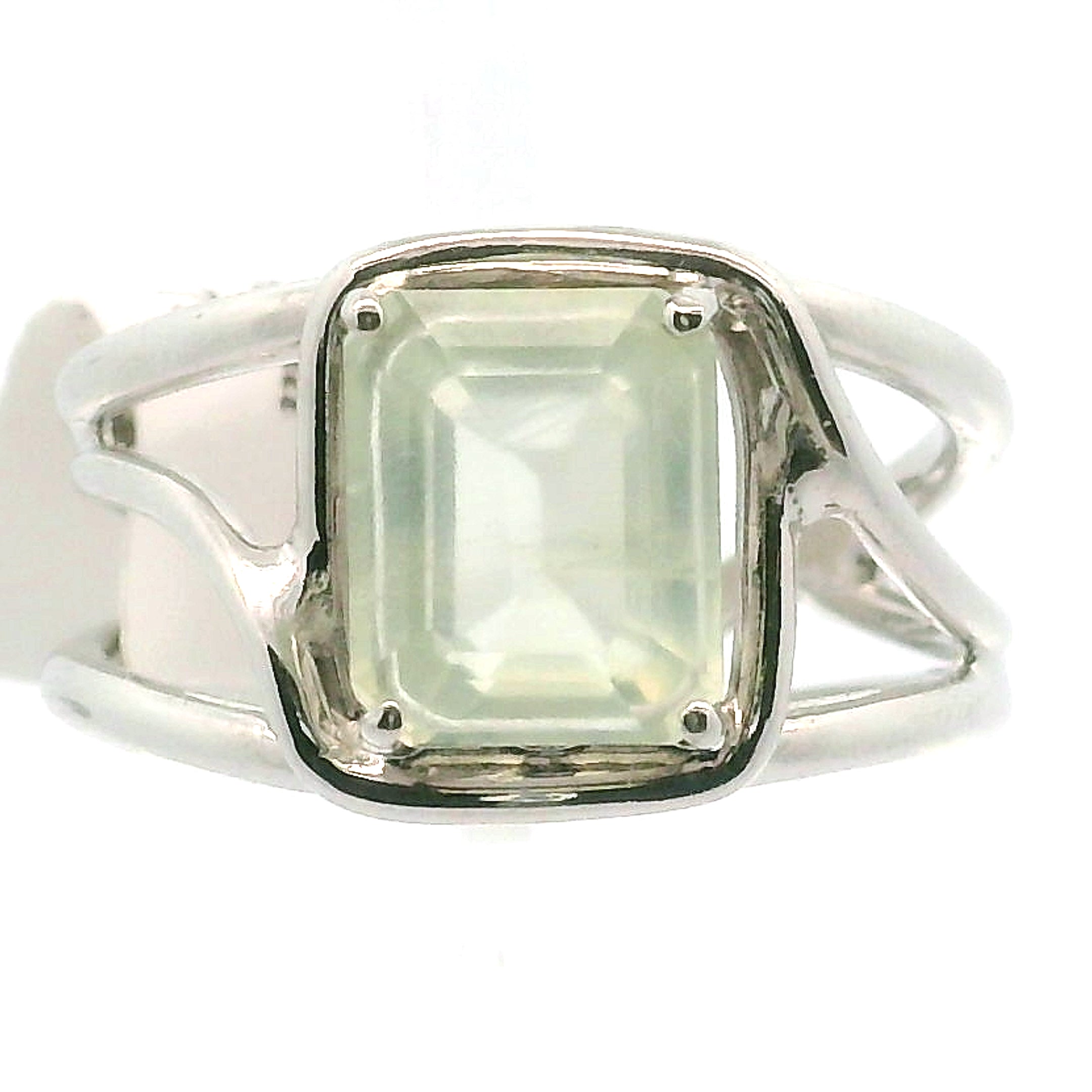Australian Prehnite Midi Cuff Ring .925 Silver for Heart Healing and Rejuvenation