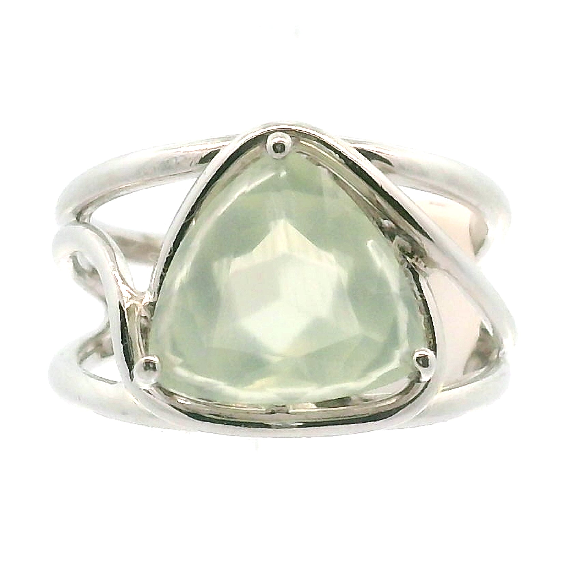Australian Prehnite Midi Cuff Ring .925 Silver for Heart Healing and Rejuvenation