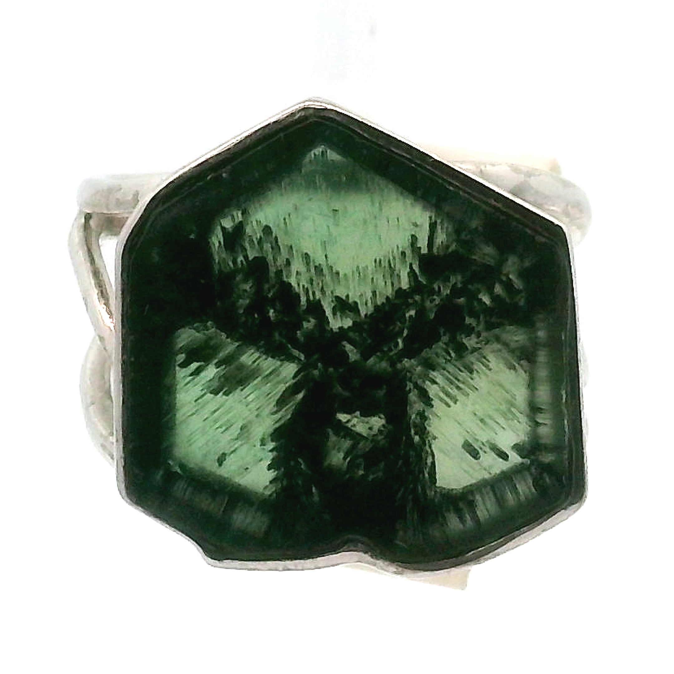 Trapiche Tourmaline Cuff Ring Adjustable Ring .925 Silver for Awareness, Communication and Meditation