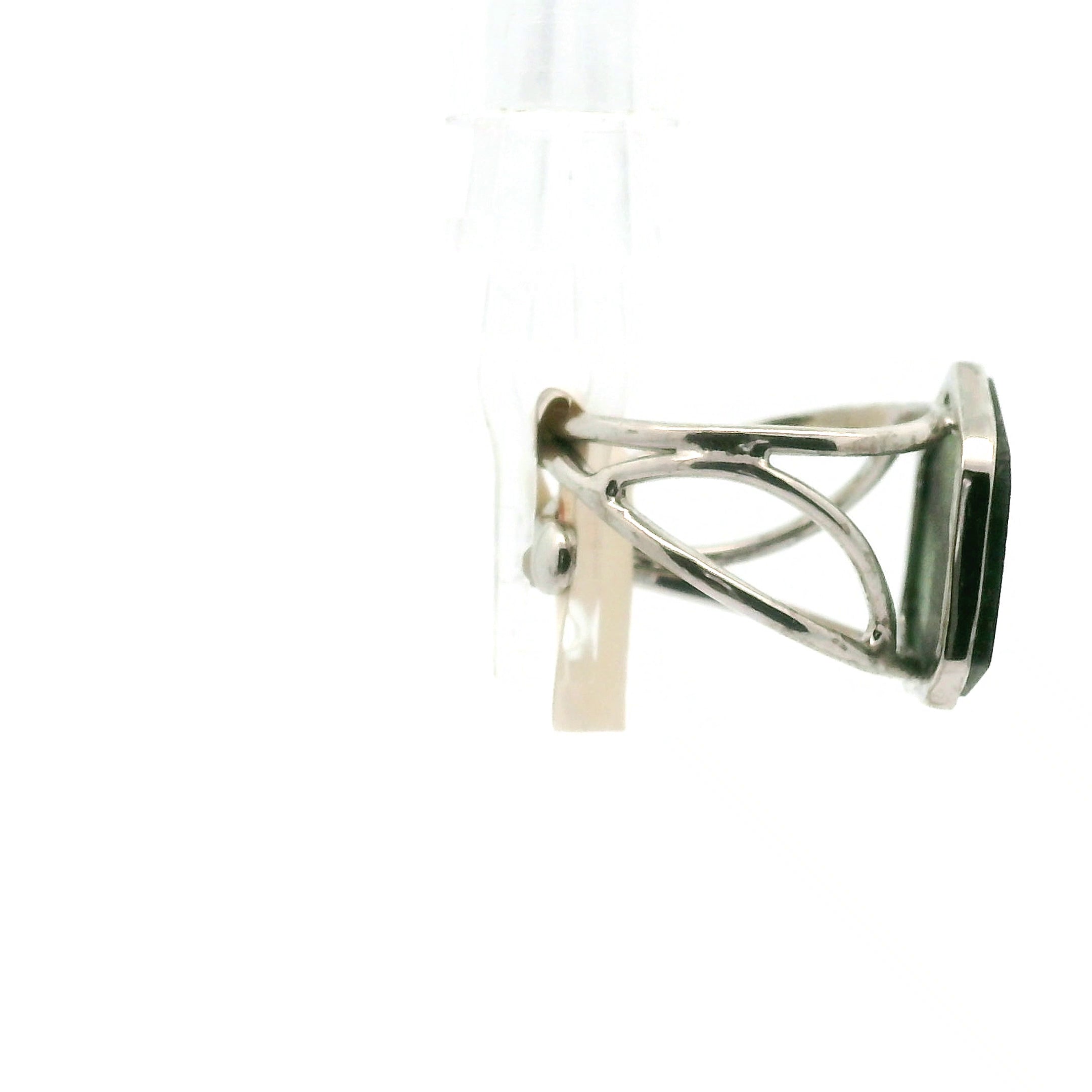 Trapiche Tourmaline Cuff Ring Adjustable Ring .925 Silver for Awareness, Communication and Meditation
