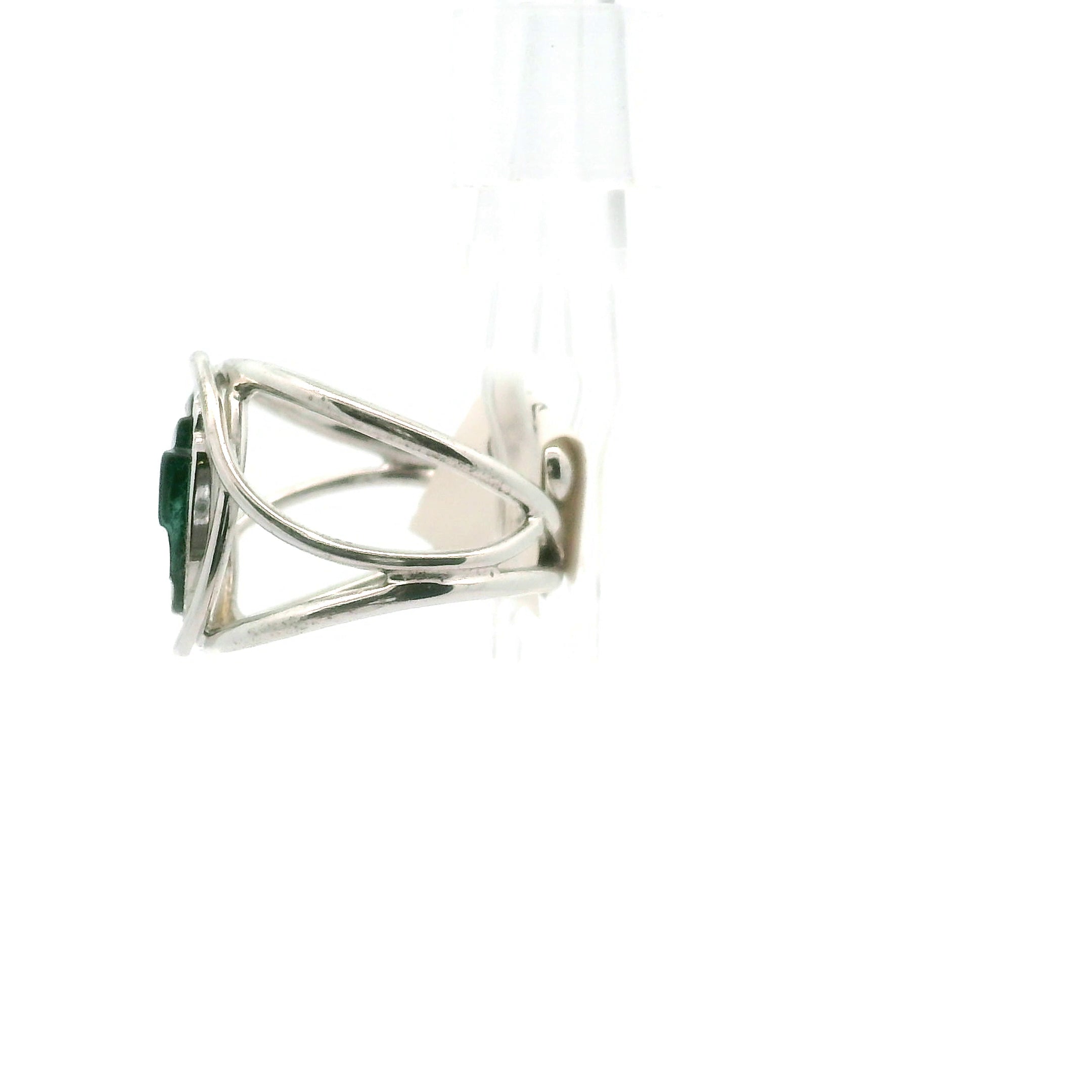 Carved Tourmaline Cuff Ring .925 Silver for Spiritual Wisdom
