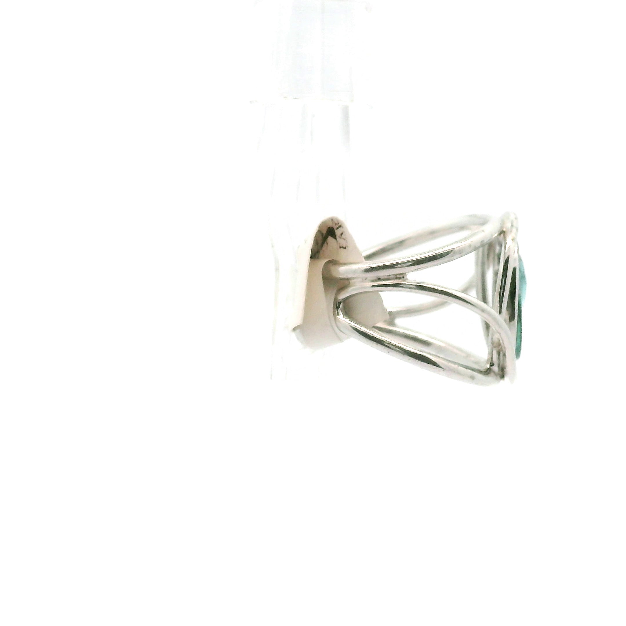 Carved Tourmaline Cuff Ring .925 Silver for Spiritual Wisdom