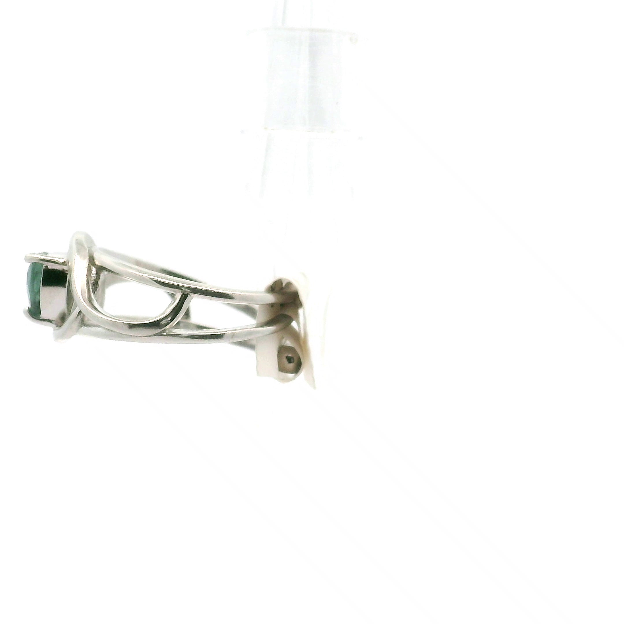Blue Tourmaline Heart Cuff Ring .925 Silver for Healing and Love