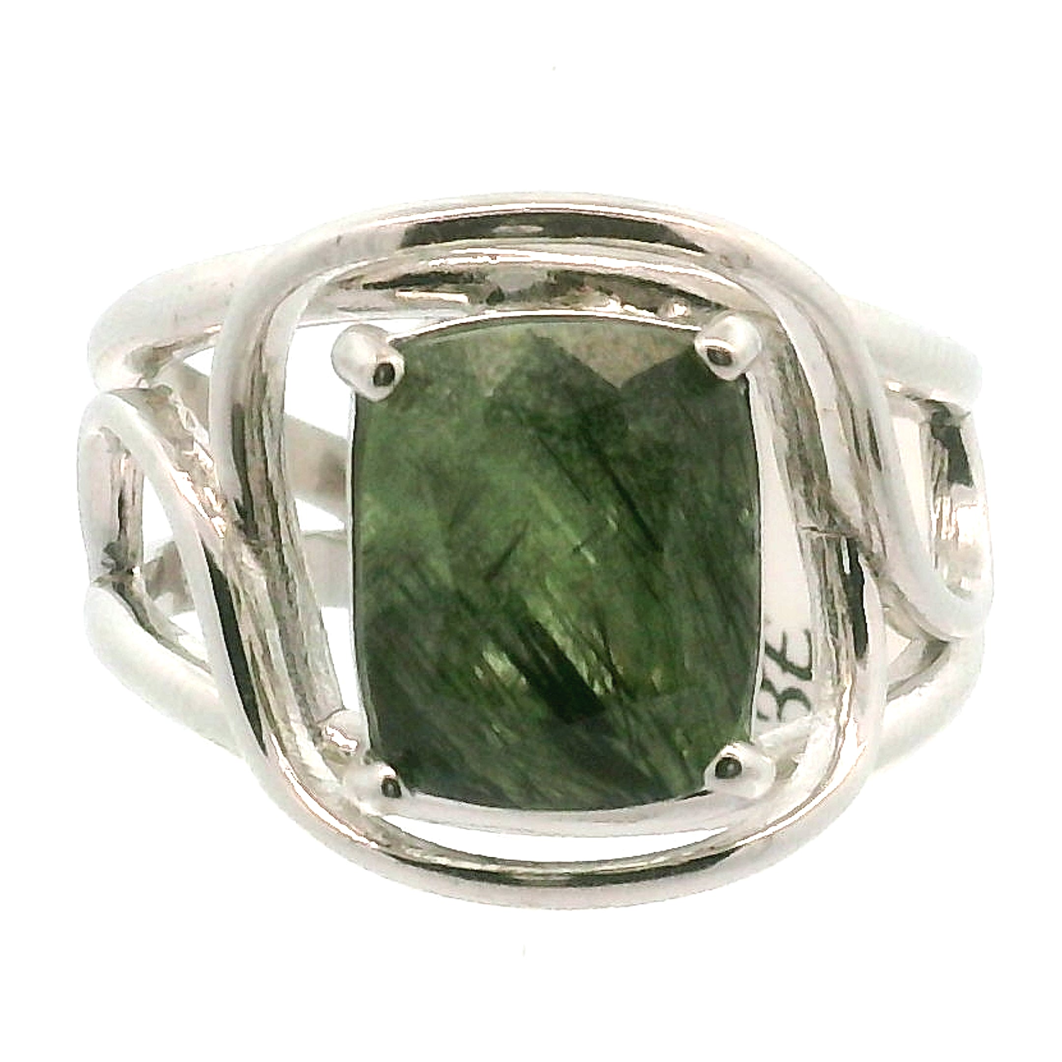 Peridot Ludwigite Cuff Ring .925 Silver for Health and Strength