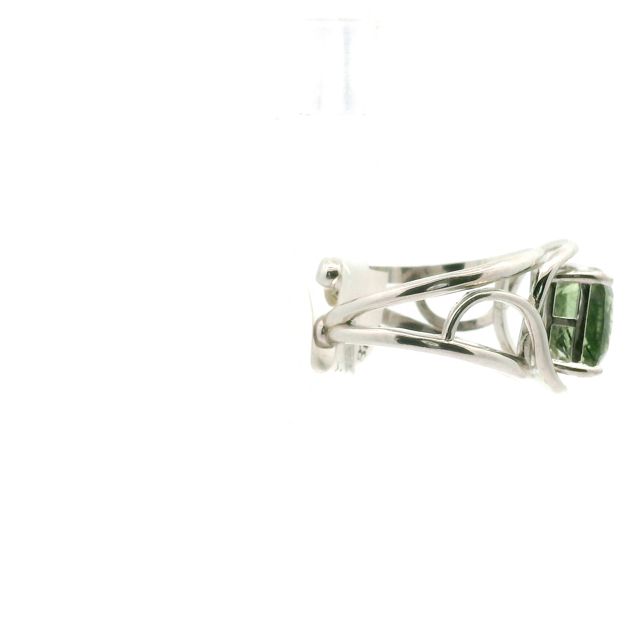 Peridot Ludwigite Cuff Ring .925 Silver for Health and Strength