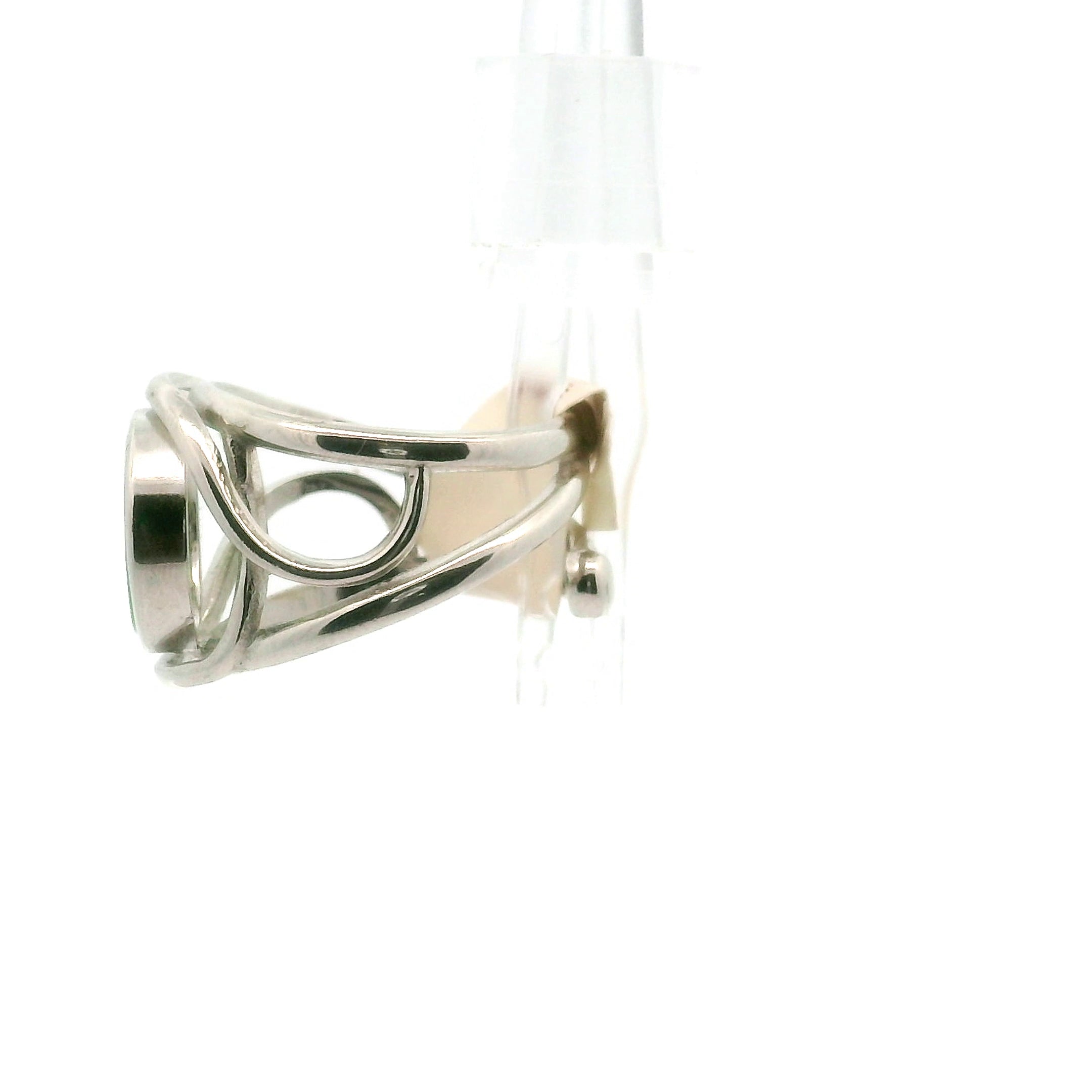 Jadeite Finger Cuff Adjustable Ring .925 Silver for Abundance, Good Luck, Joy and Protection