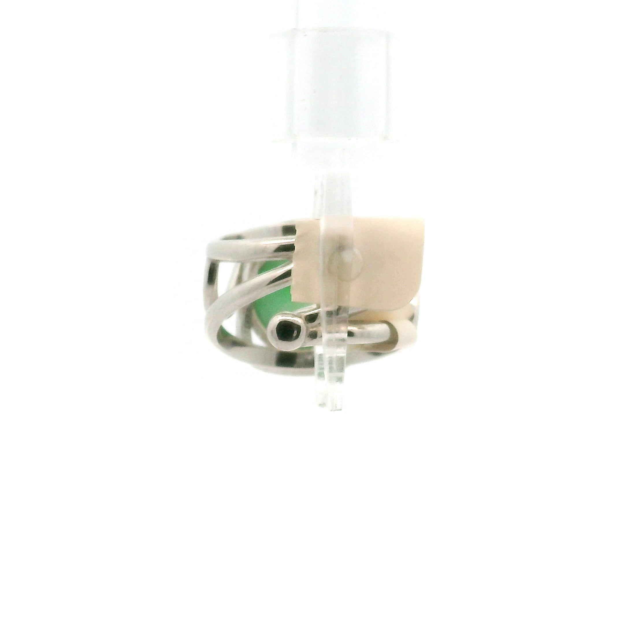 Jadeite Finger Cuff Adjustable Ring .925 Silver for Abundance, Good Luck, Joy and Protection