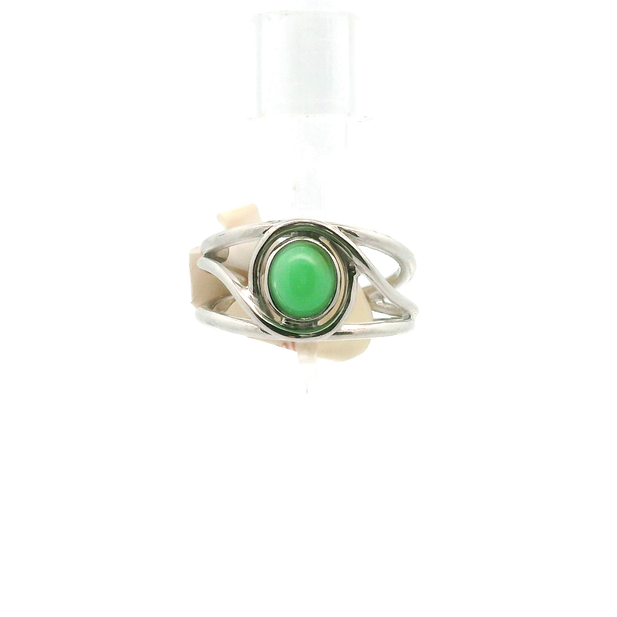 Jadeite Finger Cuff Adjustable Ring .925 Silver for Abundance, Good Luck, Joy and Protection