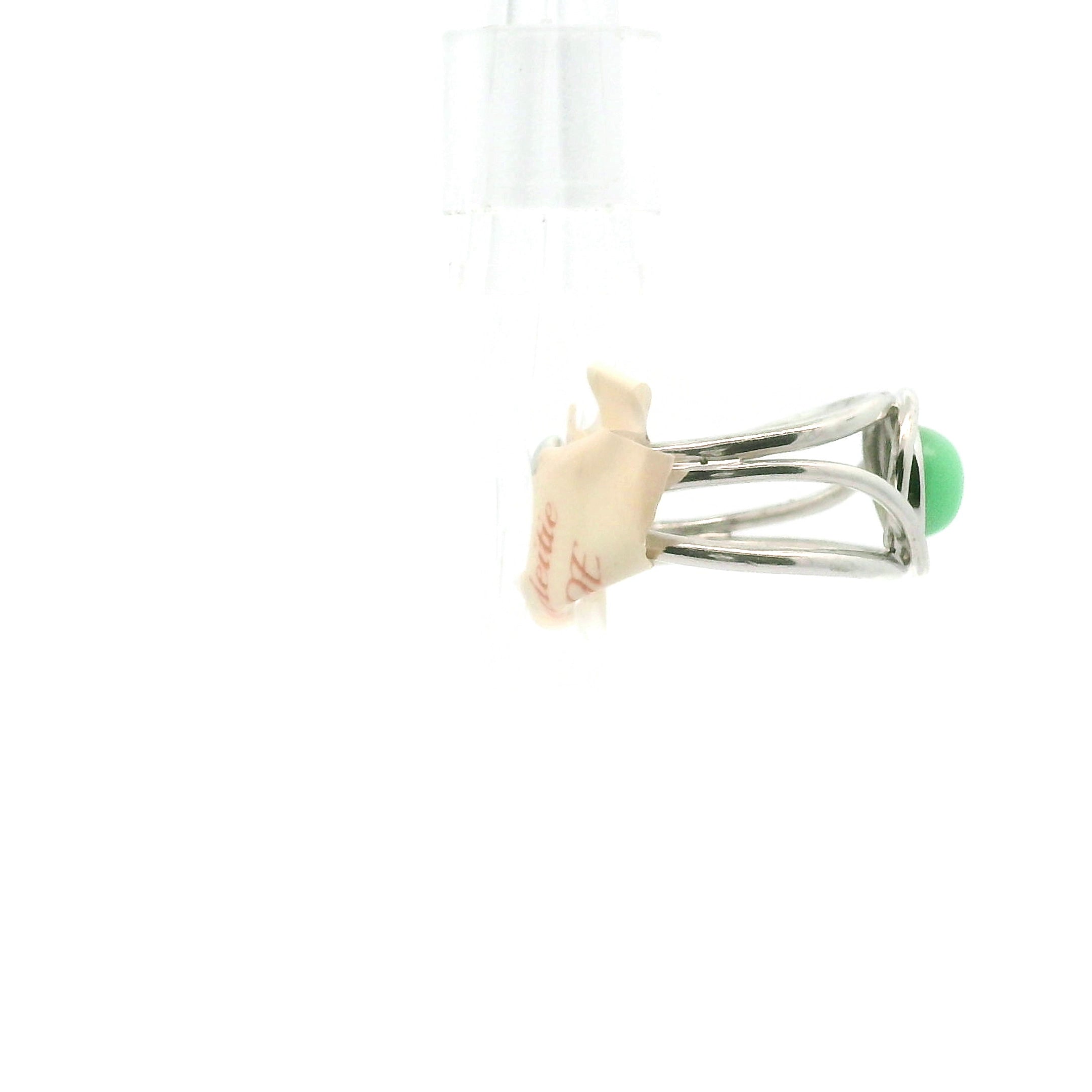 Jadeite Finger Cuff Adjustable Ring .925 Silver for Abundance, Good Luck, Joy and Protection