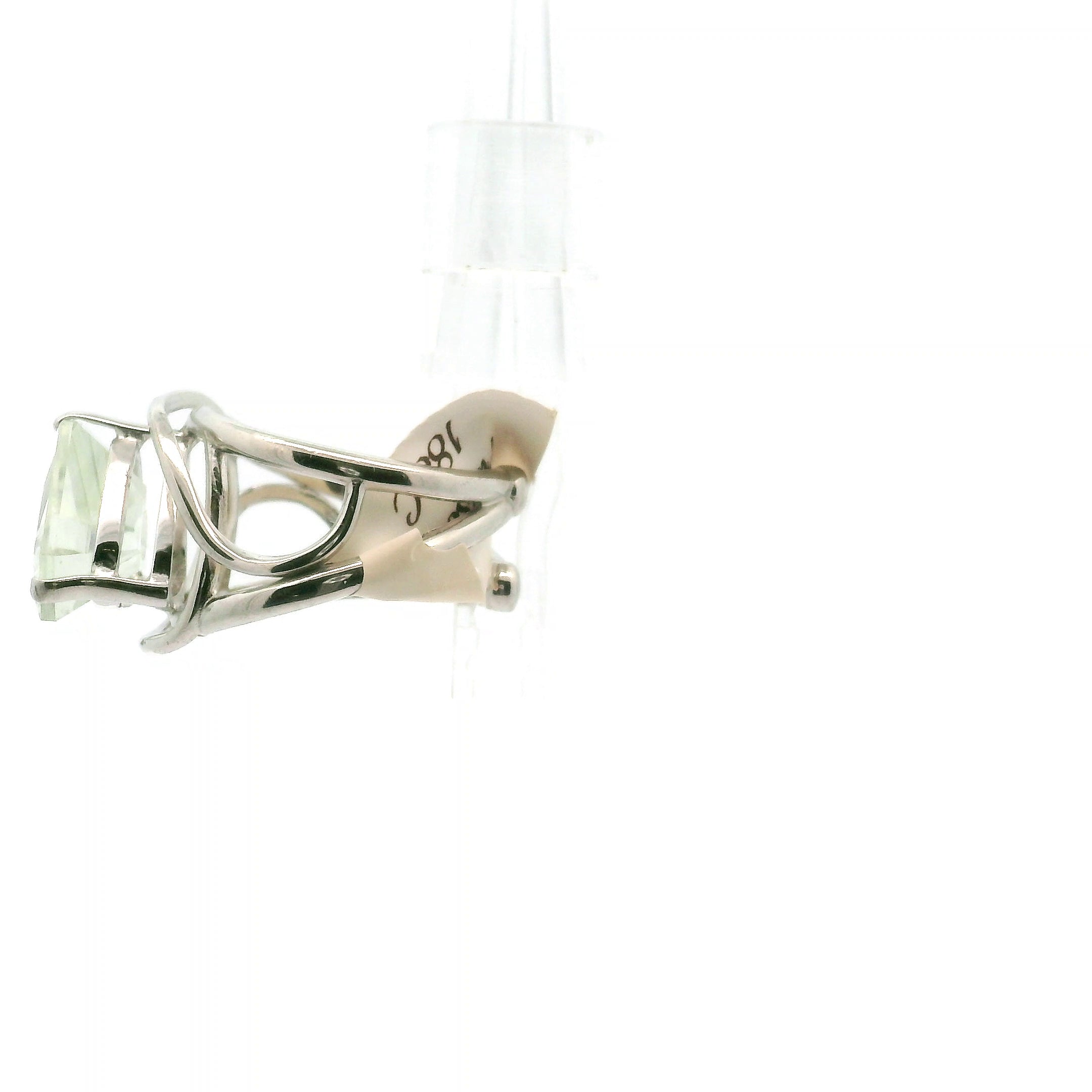 Faceted Praisolite Cuff Ring .925 Silver for Love, Prosperity, and Success