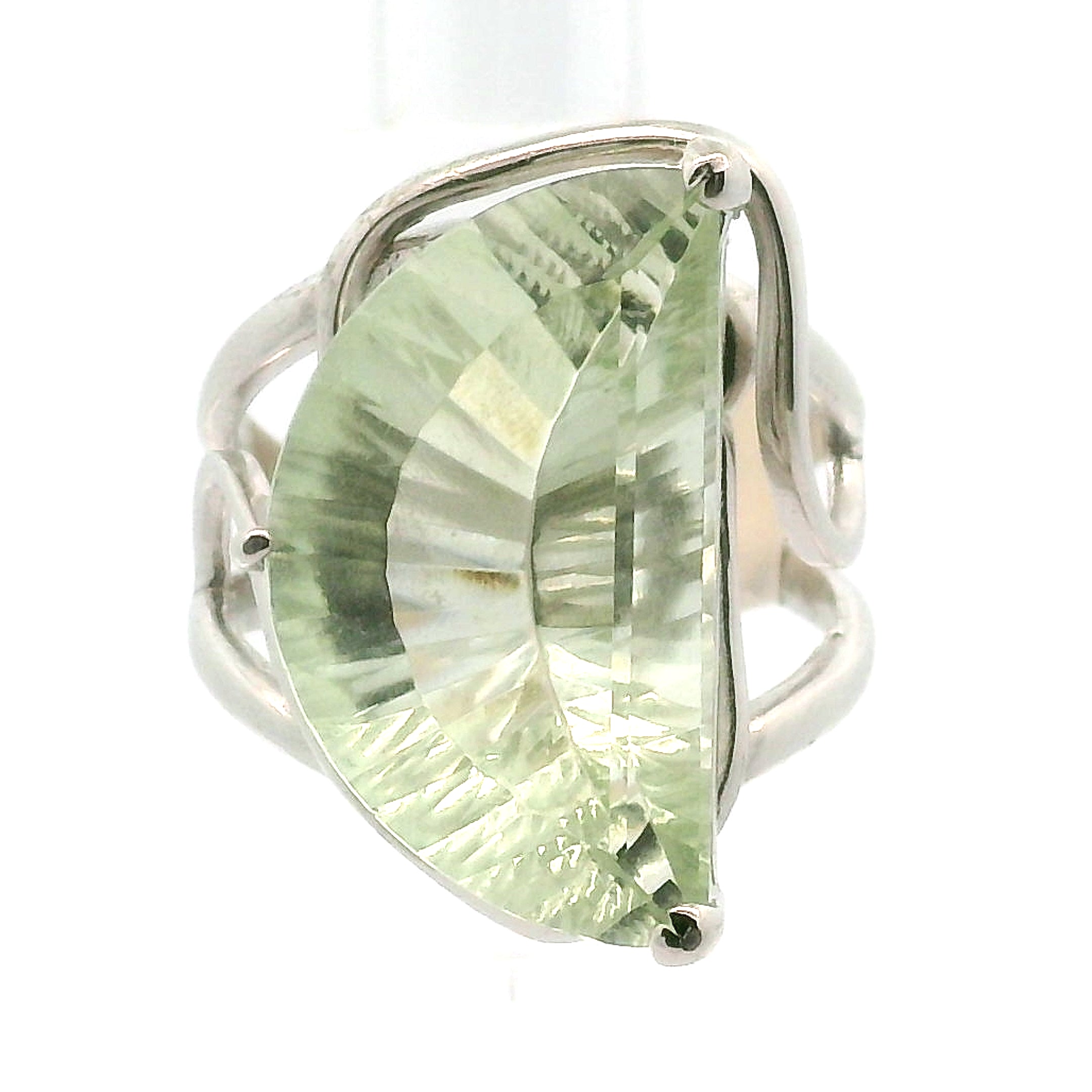 Praisolite Moon Cuff Ring .925 Silver for Love, Prosperity, and Success
