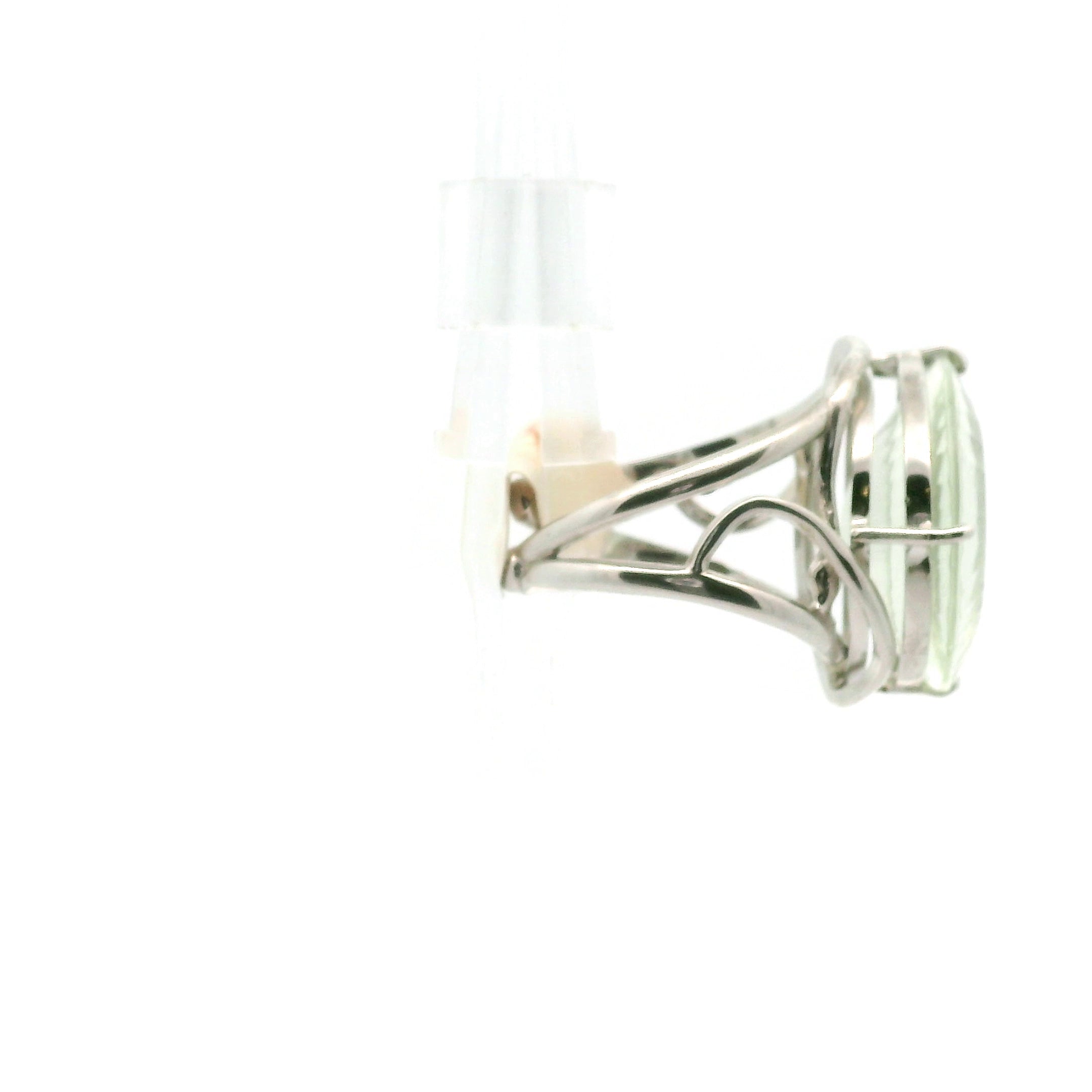 Praisolite Moon Cuff Ring .925 Silver for Love, Prosperity, and Success