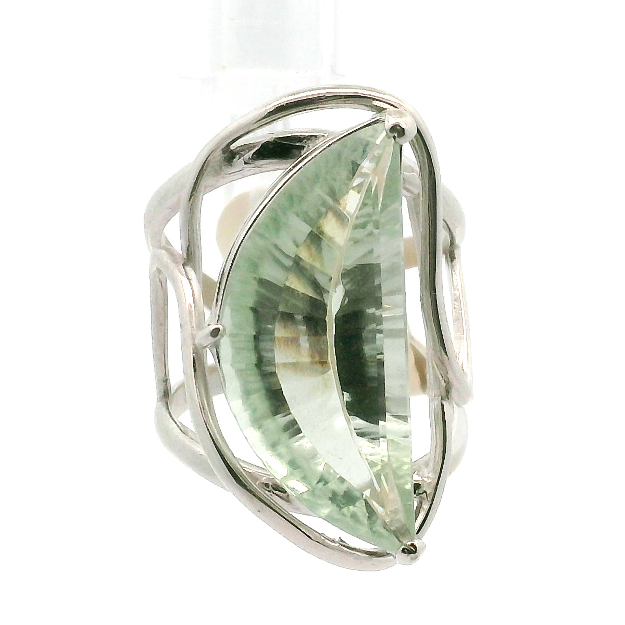 Praisolite Moon Cuff Ring .925 Silver for Love, Prosperity, and Success