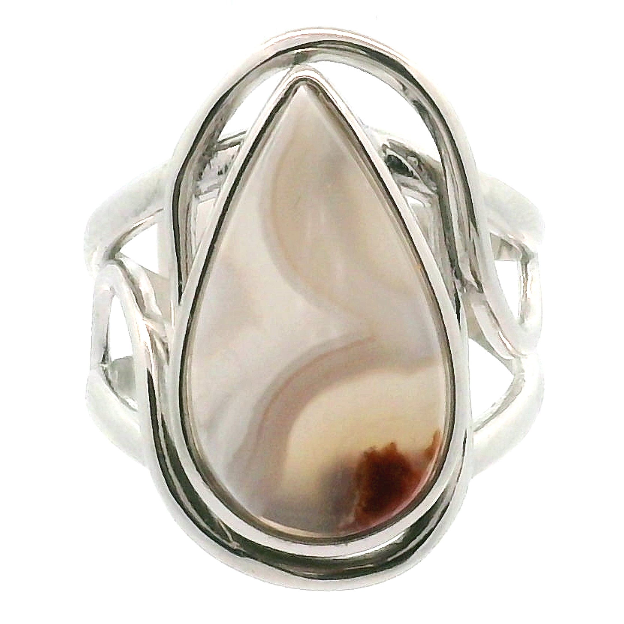 Lace Moss Agate Cuff Ring .925 Silver for Healing and Grounding