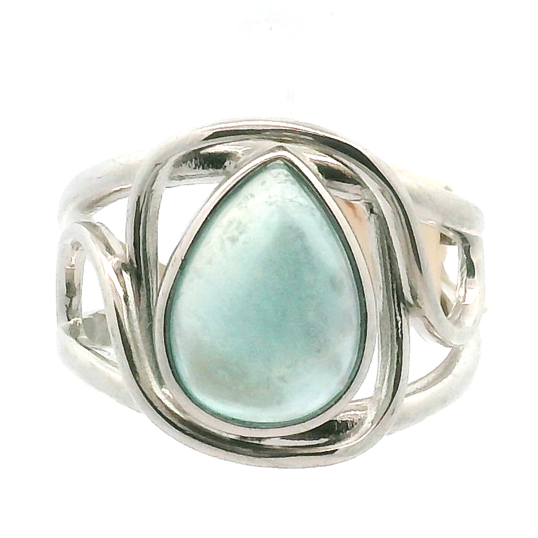 Blue Fluorite Cuff Rings .925 Silver for Focus, Wisdom and Clarity