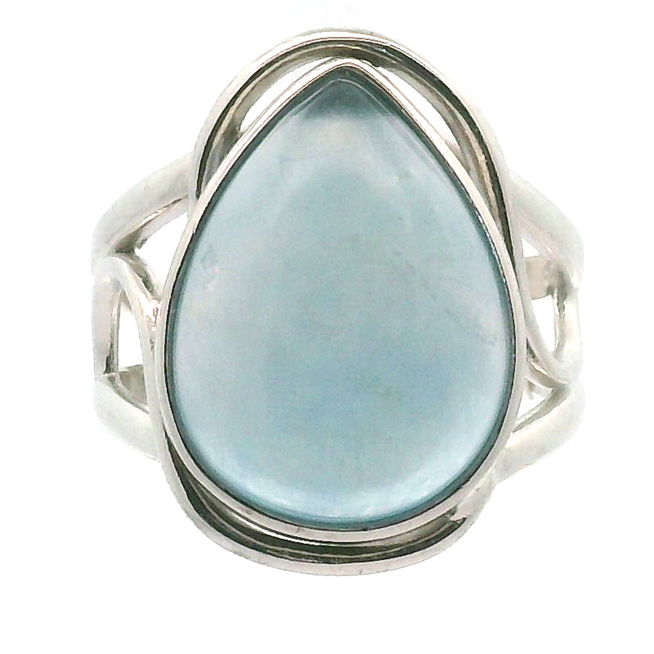 Blue Fluorite Cuff Rings .925 Silver for Focus, Wisdom and Clarity