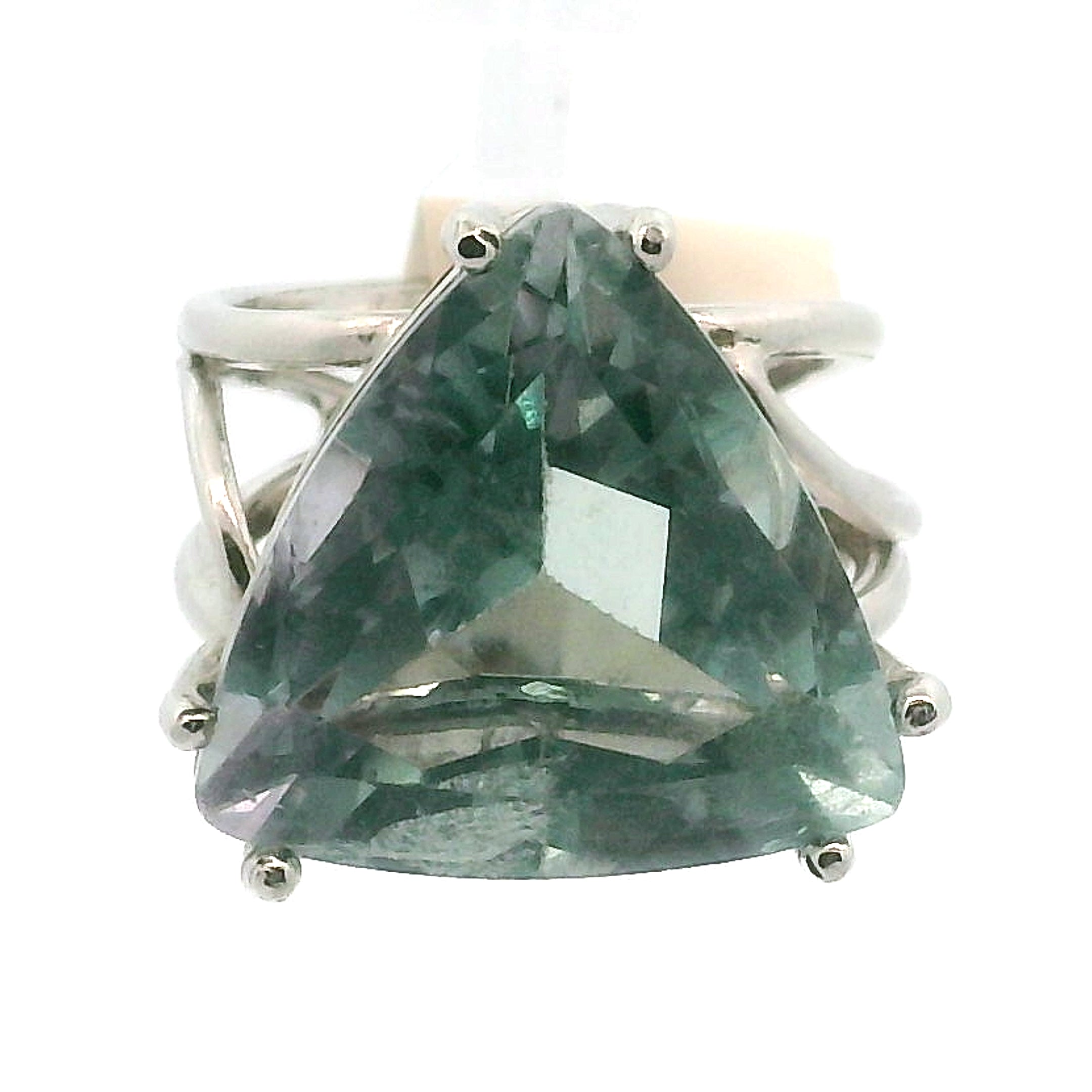 Blue Fluorite Cuff Ring .925 Silver for Wisdom and Clarity