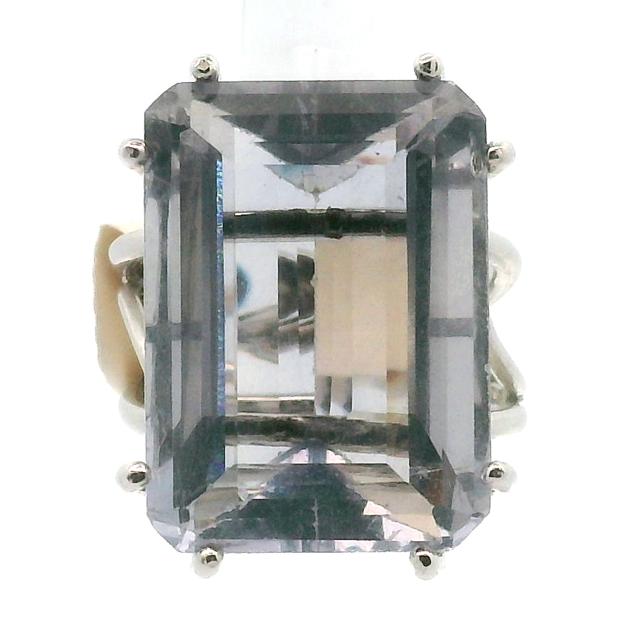 Blue Fluorite Cuff Ring .925 Silver for Clarity and Focus