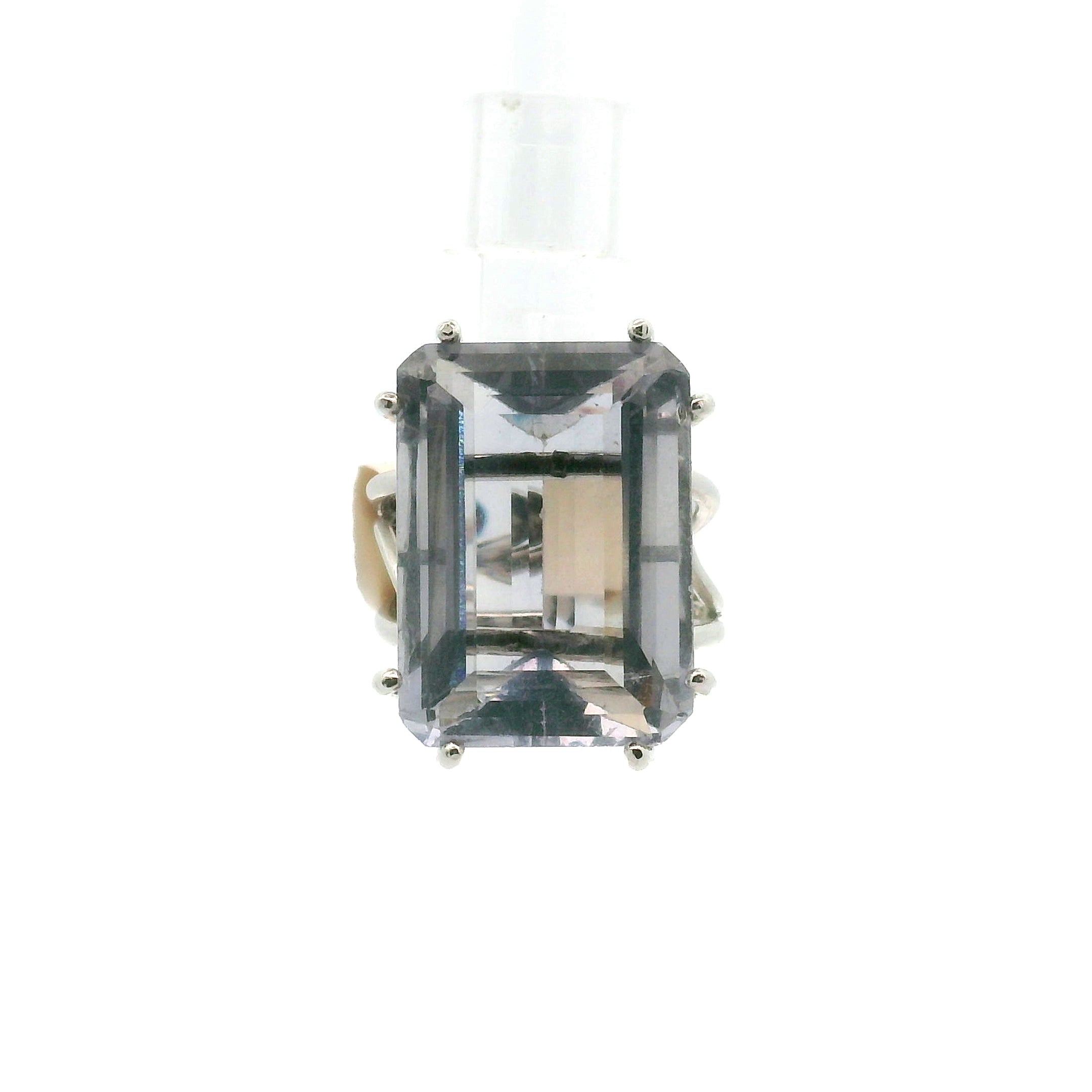 Blue Fluorite Cuff Ring .925 Silver for Clarity and Focus