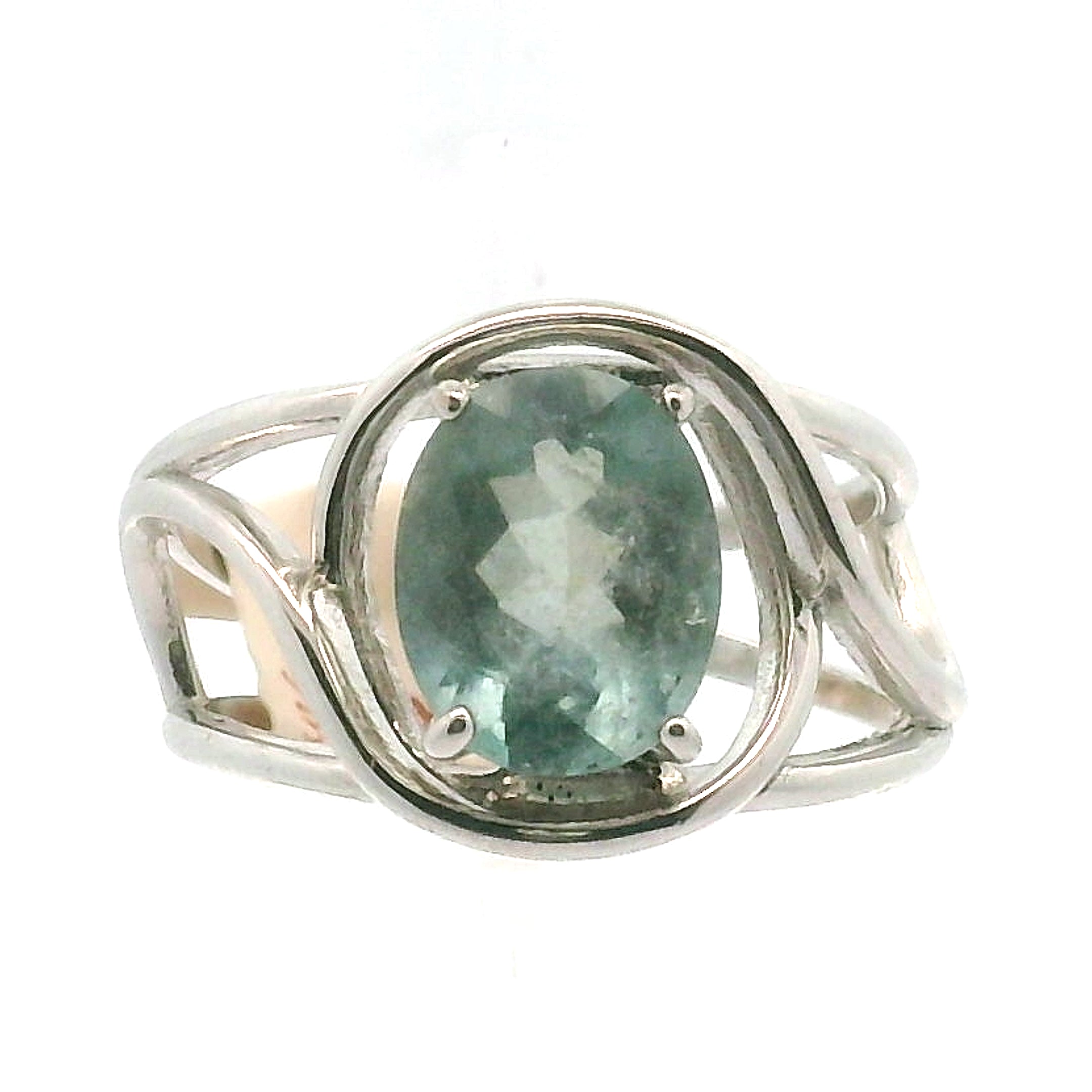 Faceted Blue Tourmaline Cuff Ring .925 Silver for Healing and Love