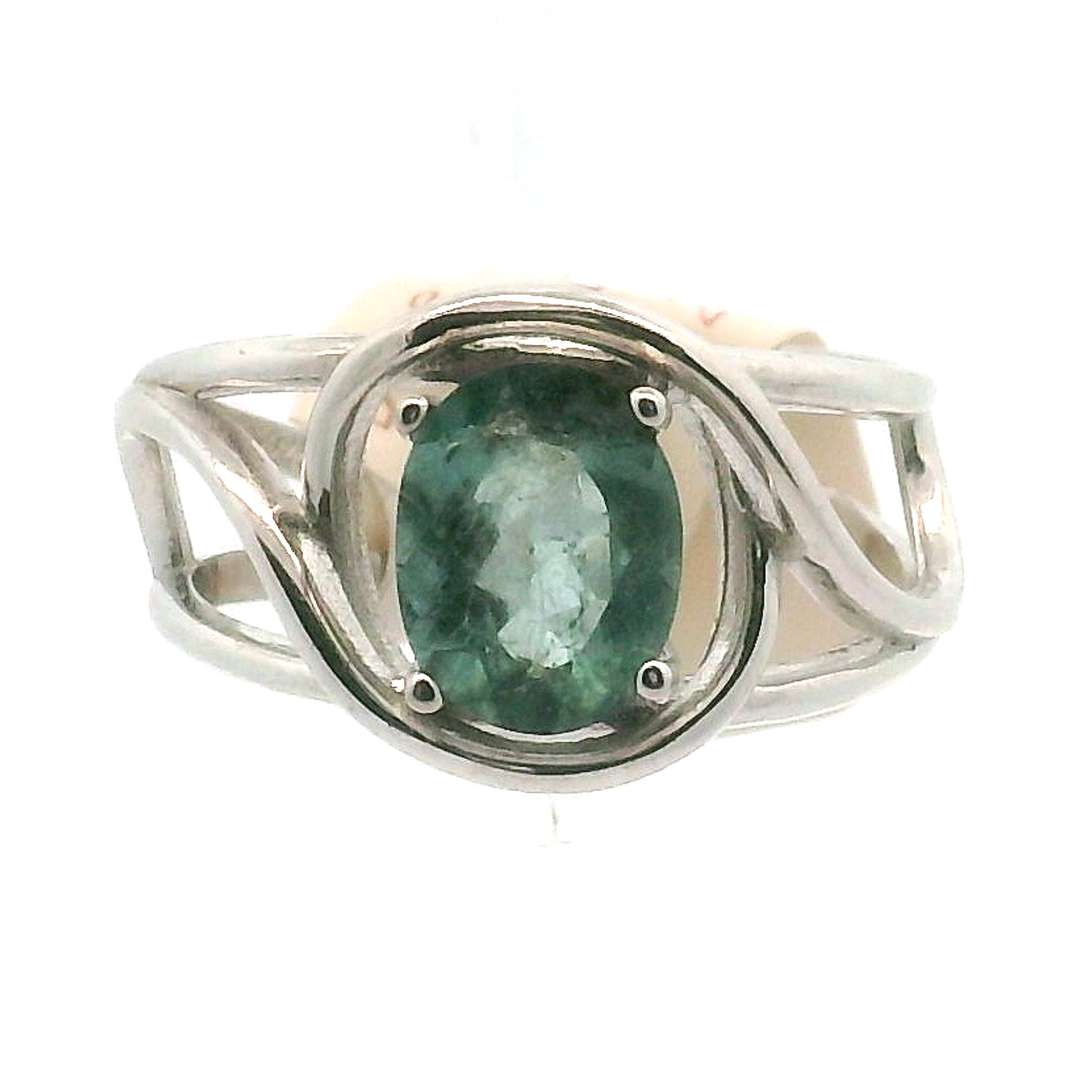 Faceted Blue Tourmaline Cuff Ring .925 Silver for Healing and Love
